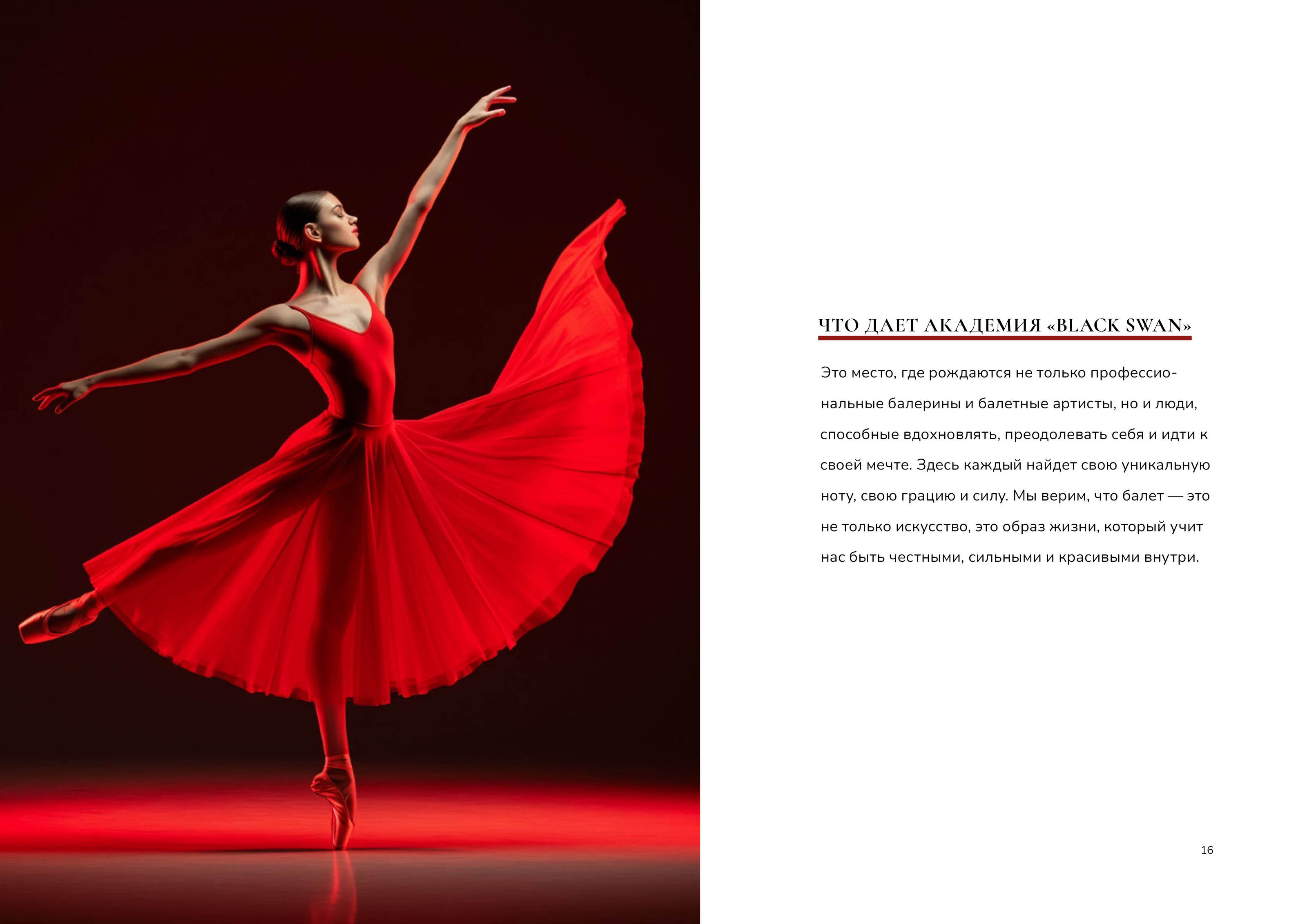 "BLACK SWAN" Академия танцев верстка брошюры — Изображение №8 — Брендинг, Графика на Dprofile