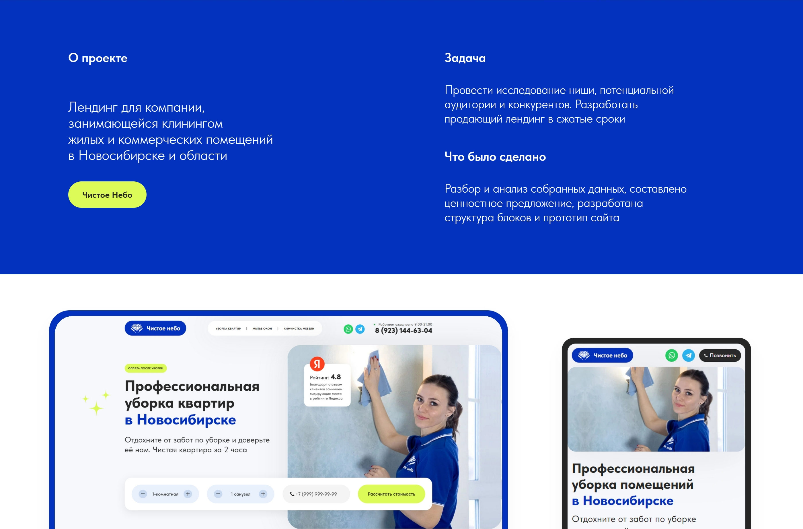 Лендинг для клининговой компании — Изображение №2 — Интерфейсы на Dprofile