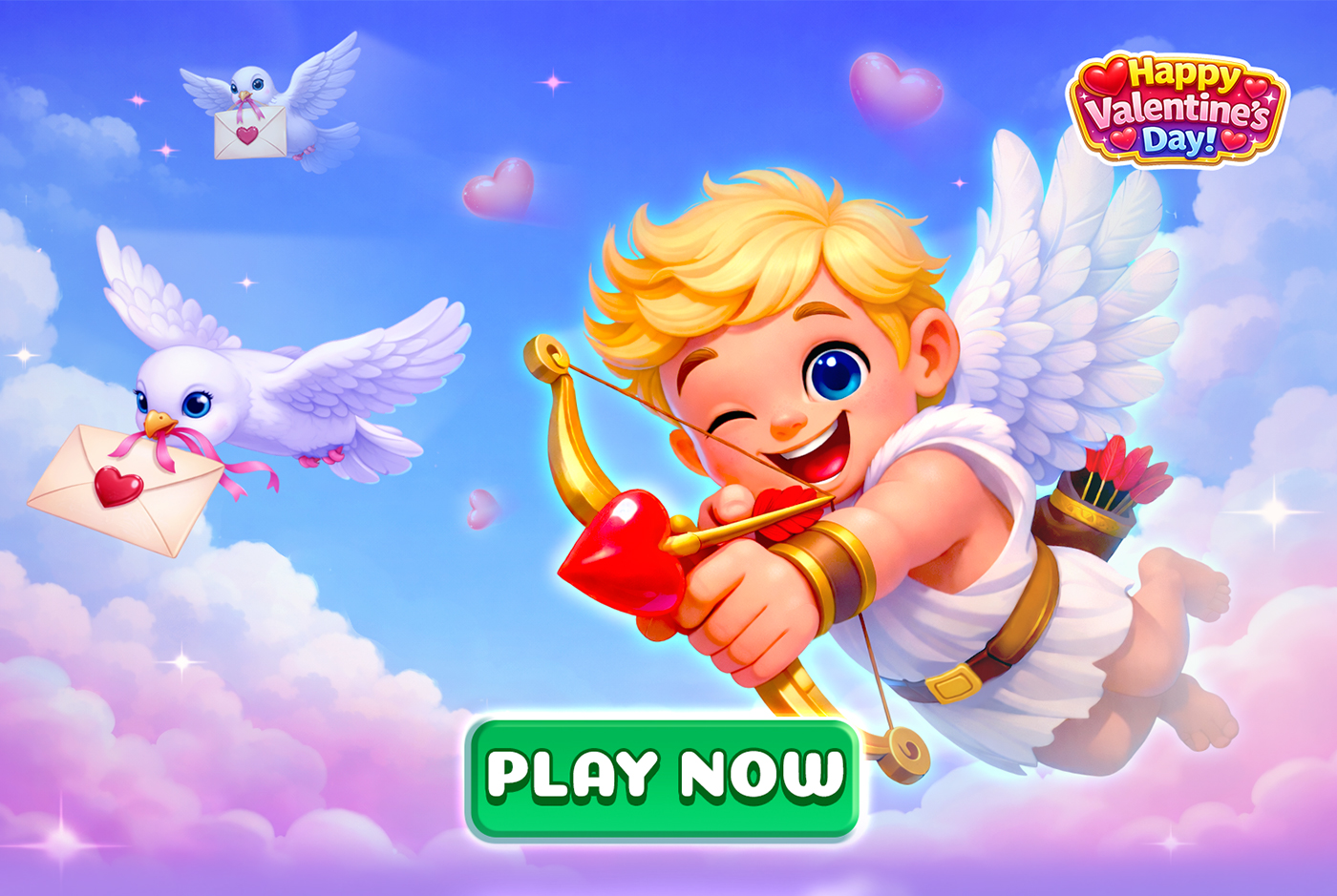 Valentine’s Cupid - Game Landing Screen (AI) — Изображение №1 — Интерфейсы, Иллюстрация на Dprofile