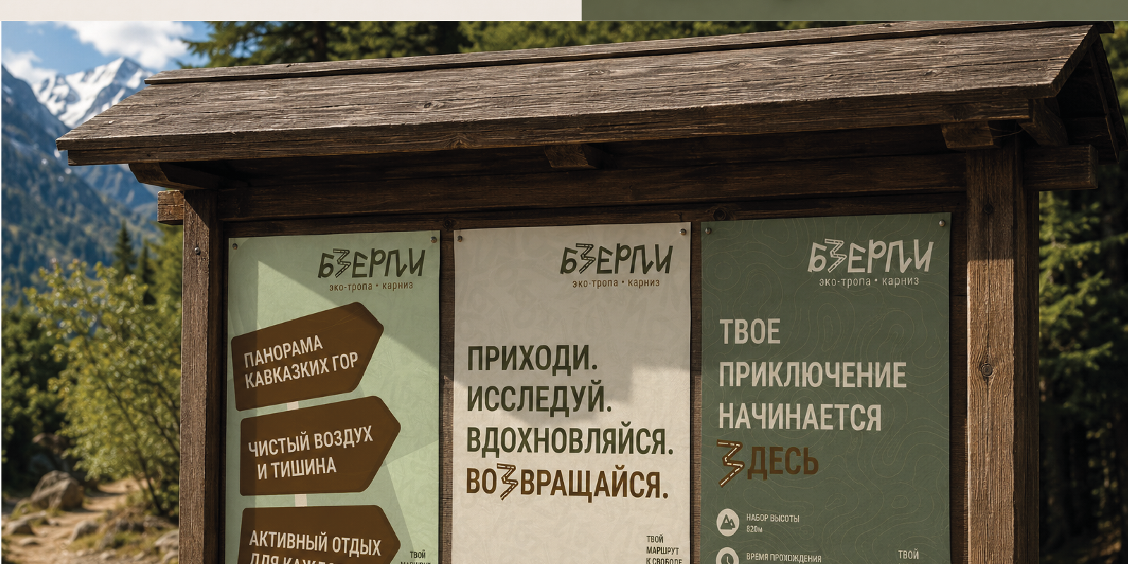 Разработка айдентики туристического маршрута «Бзерпи» — Изображение №7 — Брендинг, Графика на Dprofile