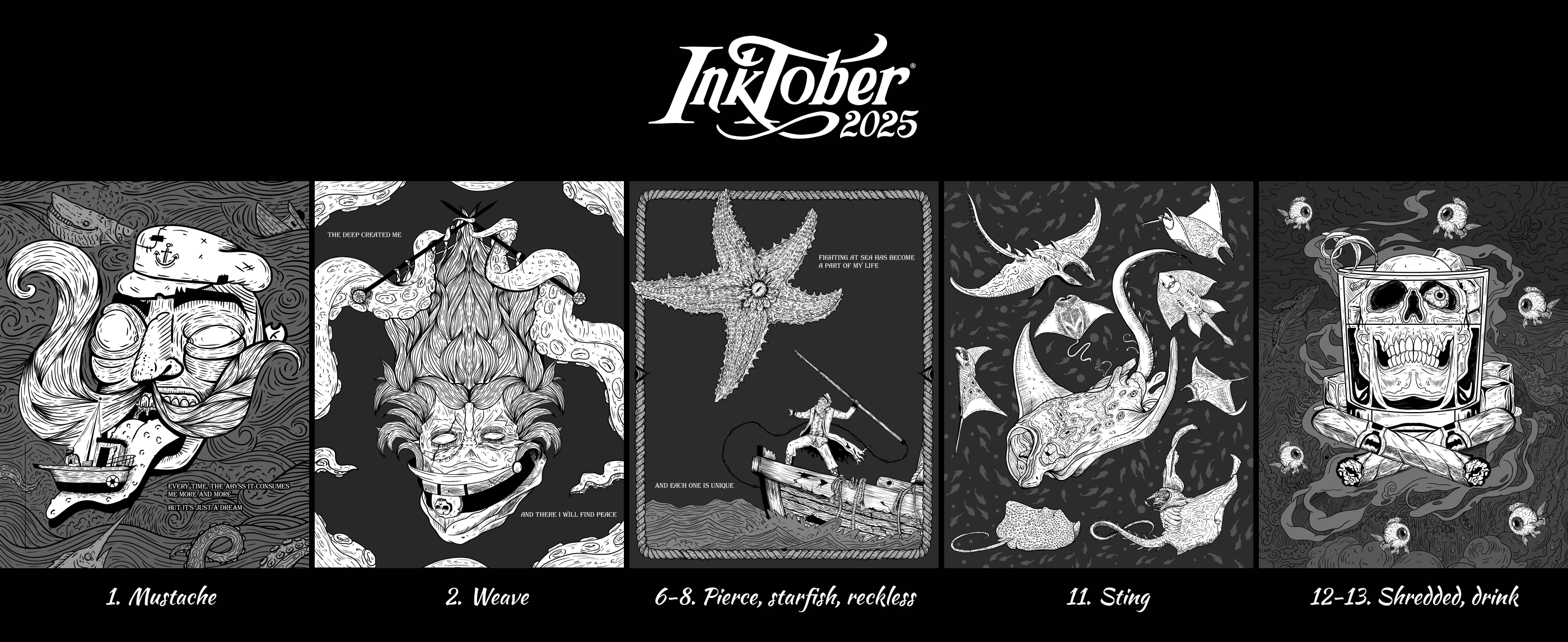 Dark sea | Inktober 2025 — Изображение №1 — Иллюстрация, Графика на Dprofile