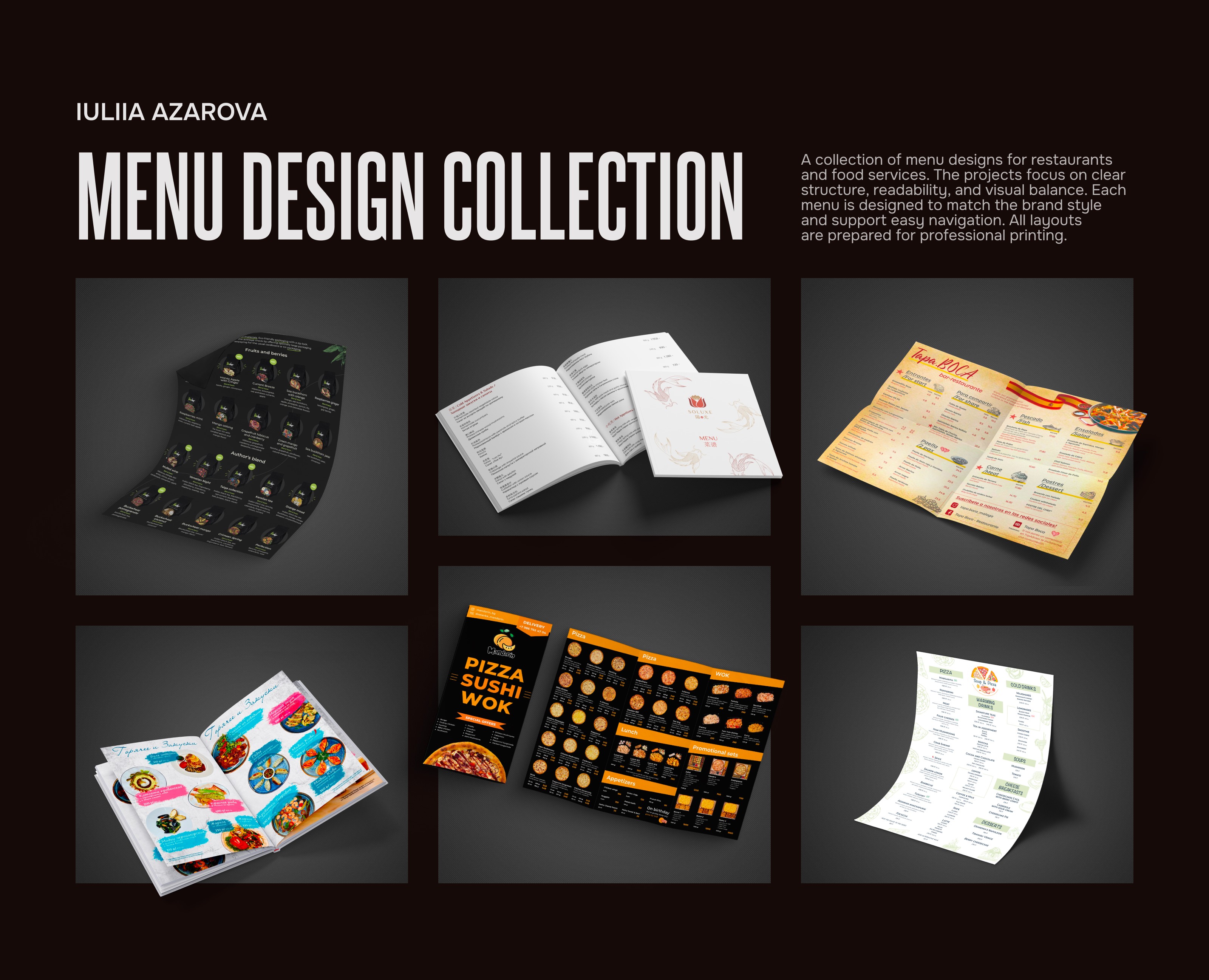 Коллекция дизайна меню ресторанов — Брендинг, Графика на Dprofile