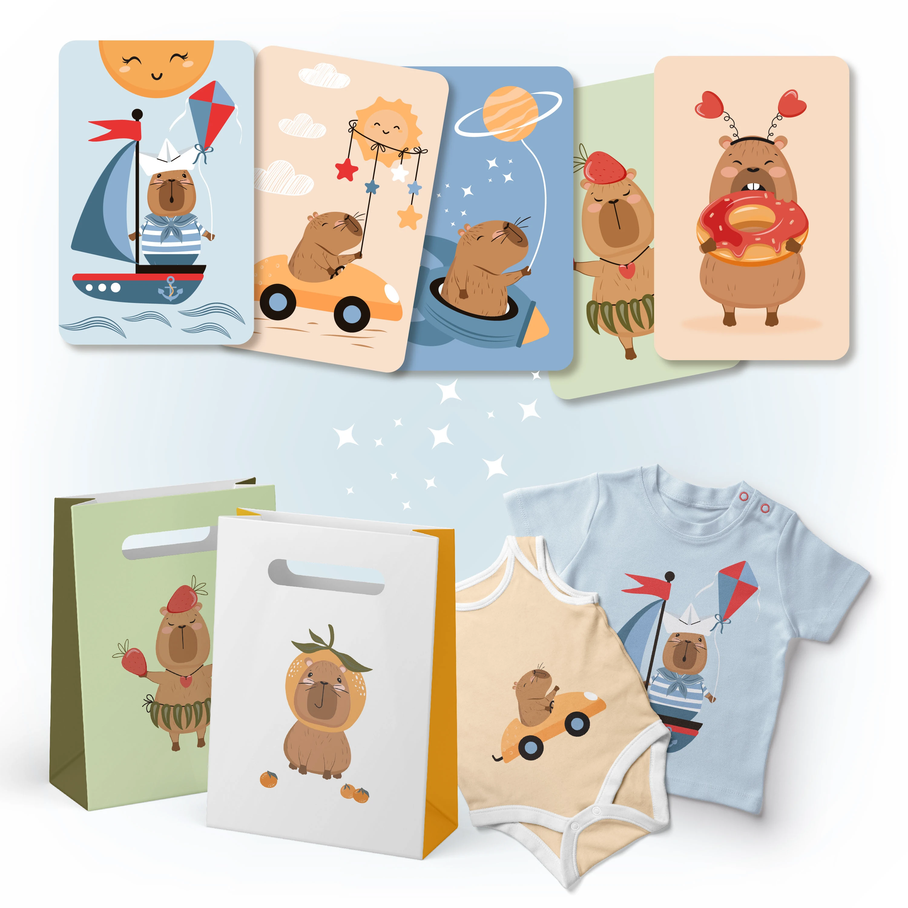 Капибары. Принты. Бесшовные паттерны. Векторный дизайн. — Изображение №3 — Иллюстрация, Графика на Dprofile