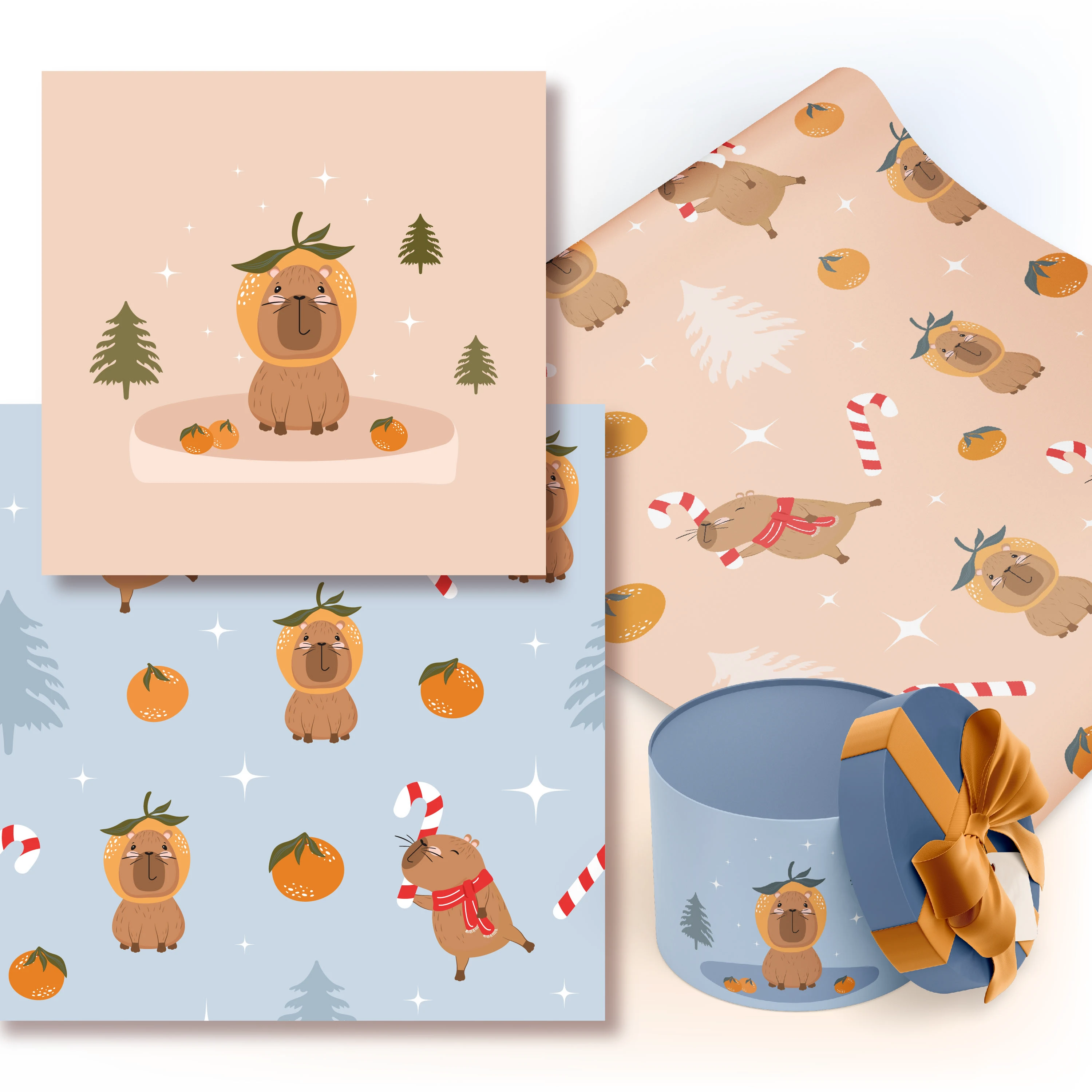 Капибары. Принты. Бесшовные паттерны. Векторный дизайн. — Изображение №6 — Иллюстрация, Графика на Dprofile