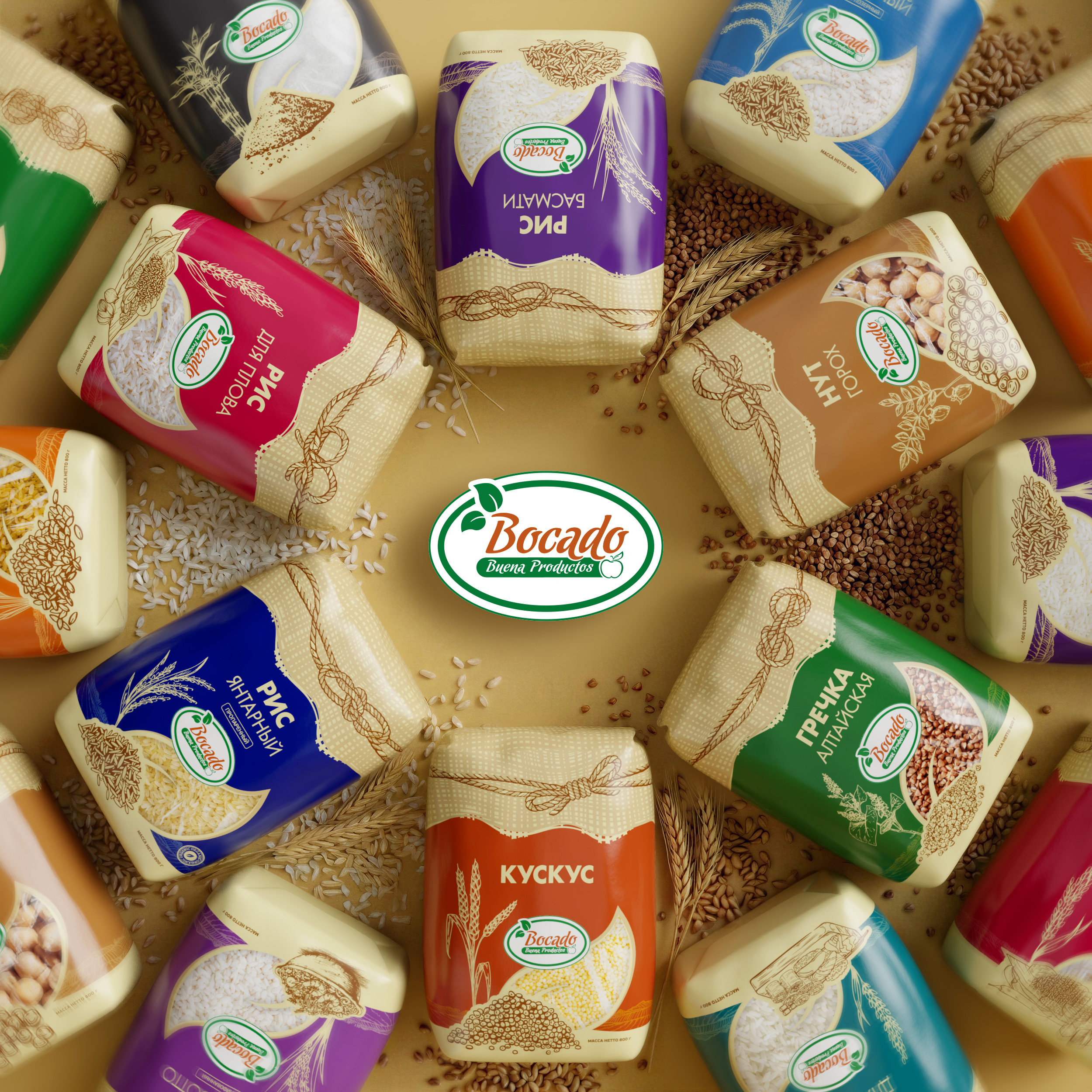Этикетки круп TM BOCADO — Изображение №1 — Брендинг, Графика на Dprofile