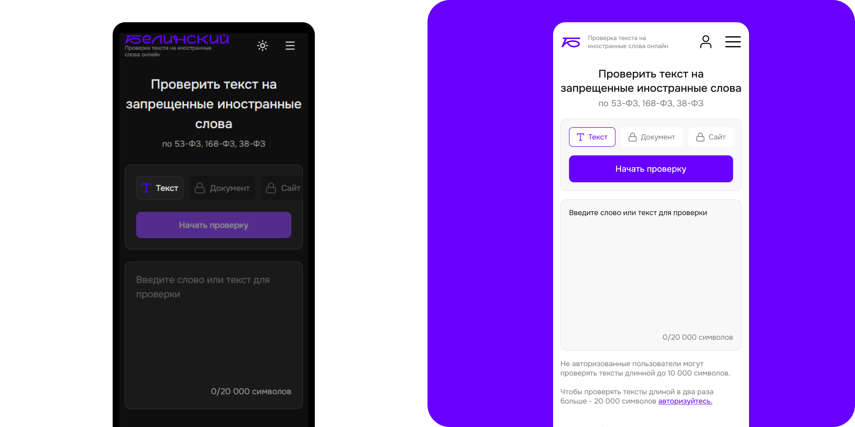Сайт "Белинский" сервис для проверки текста — Изображение №3 — Интерфейсы, Графика на Dprofile