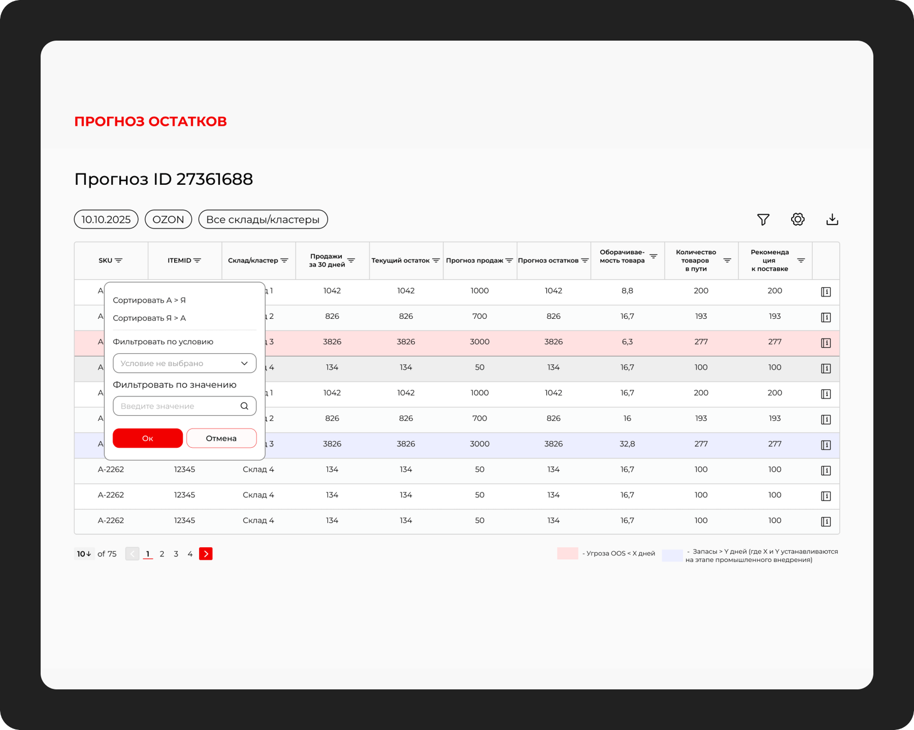 Сервис прогнозирования поставок на склады маркетплейсов — Изображение №11 — Интерфейсы на Dprofile