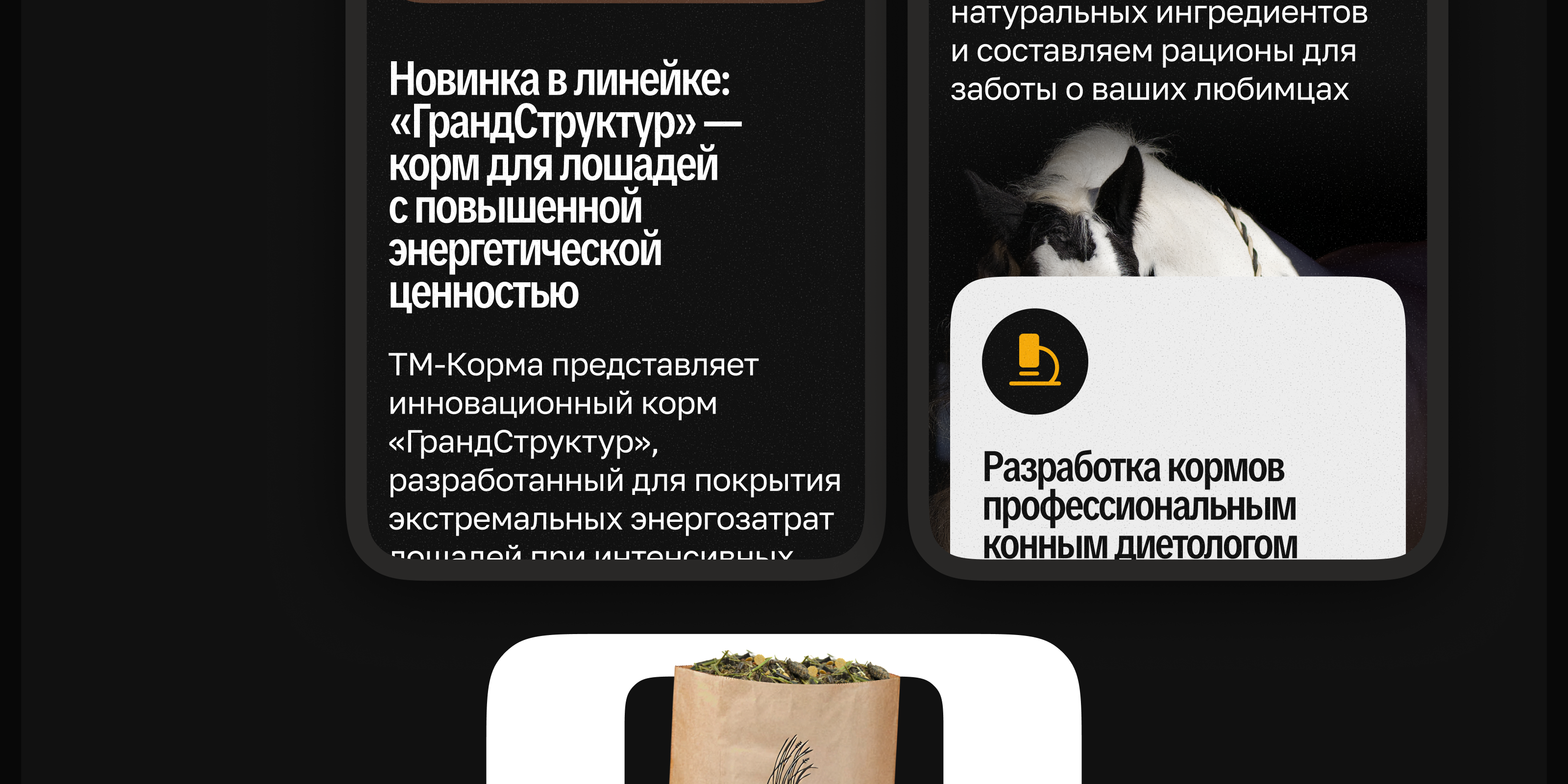 🐎 Редизайн бренда конных кормов · ТМ-Корма — Изображение №13 — Интерфейсы, Маркетинг на Dprofile