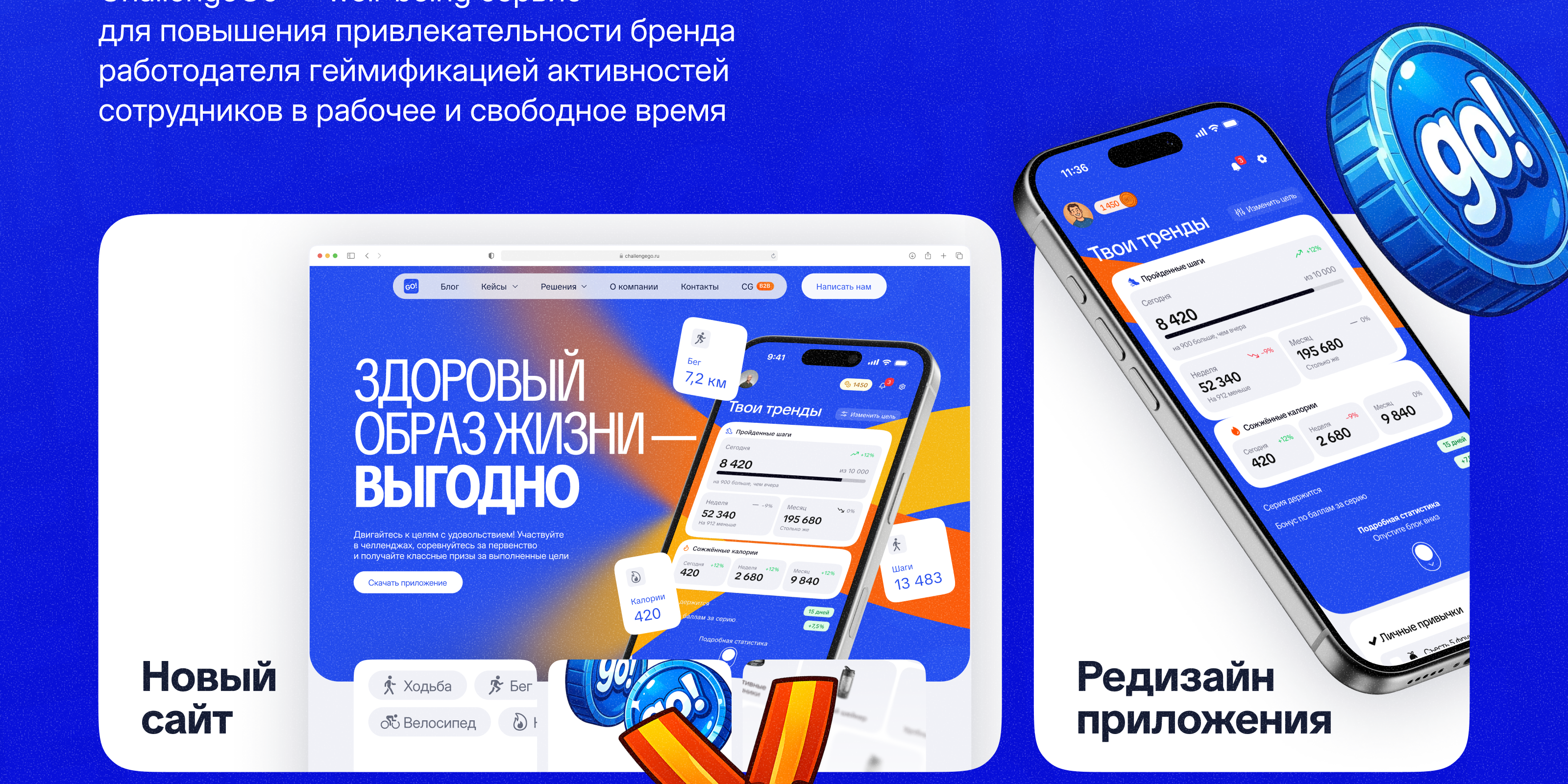 👟 Когда ЗОЖ — это выгодно · ChallengeGo — Изображение №2 — Интерфейсы, Брендинг на Dprofile