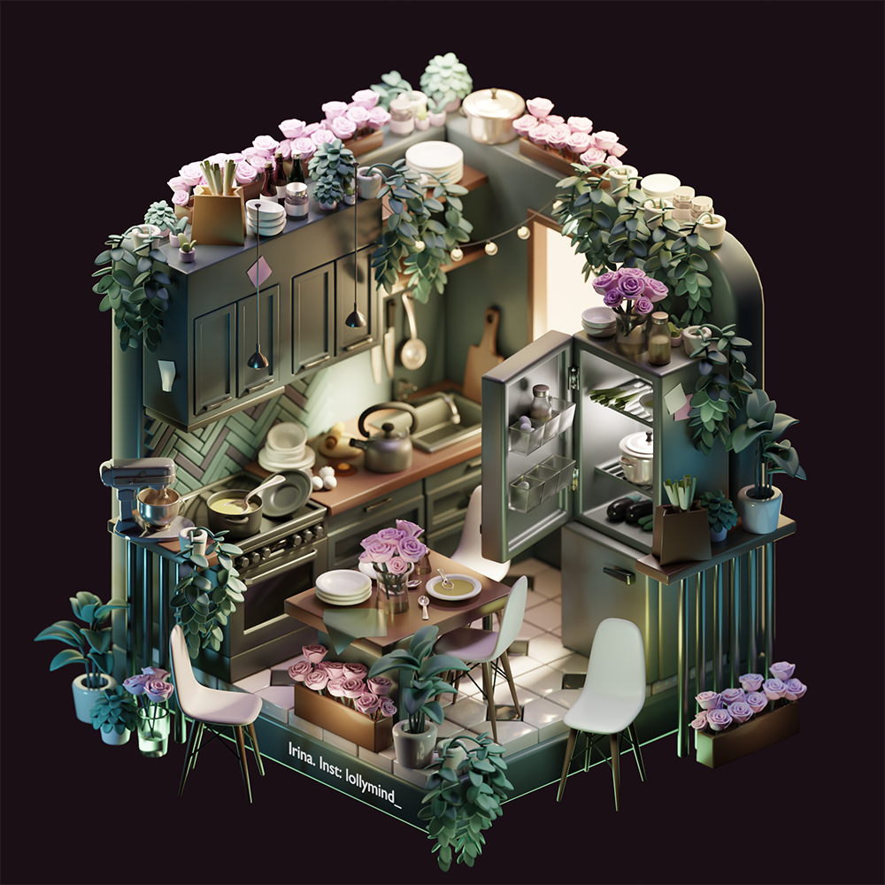 Isometric kitchen — Изображение №2 — Иллюстрация, 3D на Dprofile