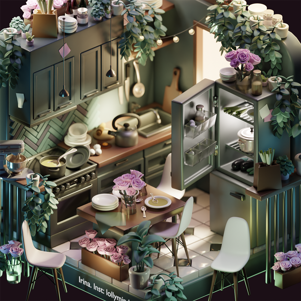 Isometric kitchen — Изображение №1 — Иллюстрация, 3D на Dprofile