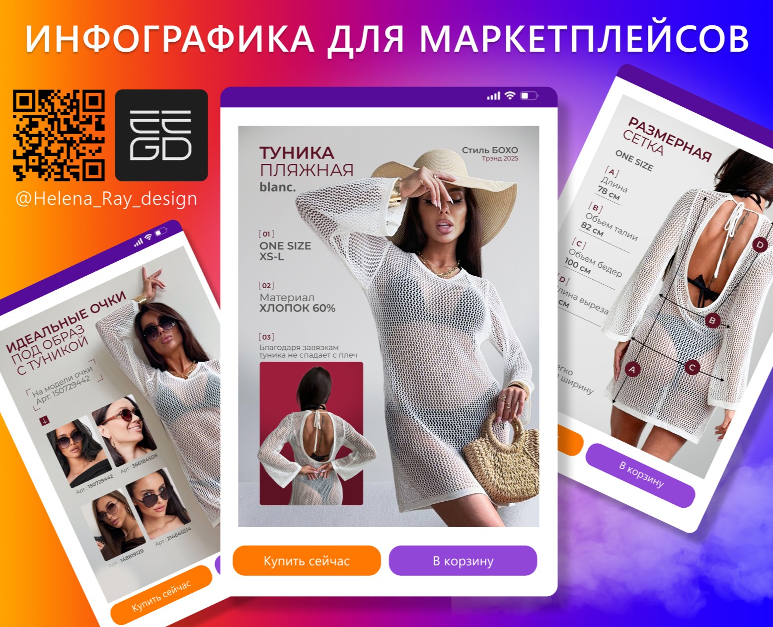 Карточка товара WB/OZON. Инфографика для Маркетплейса на Dprofile