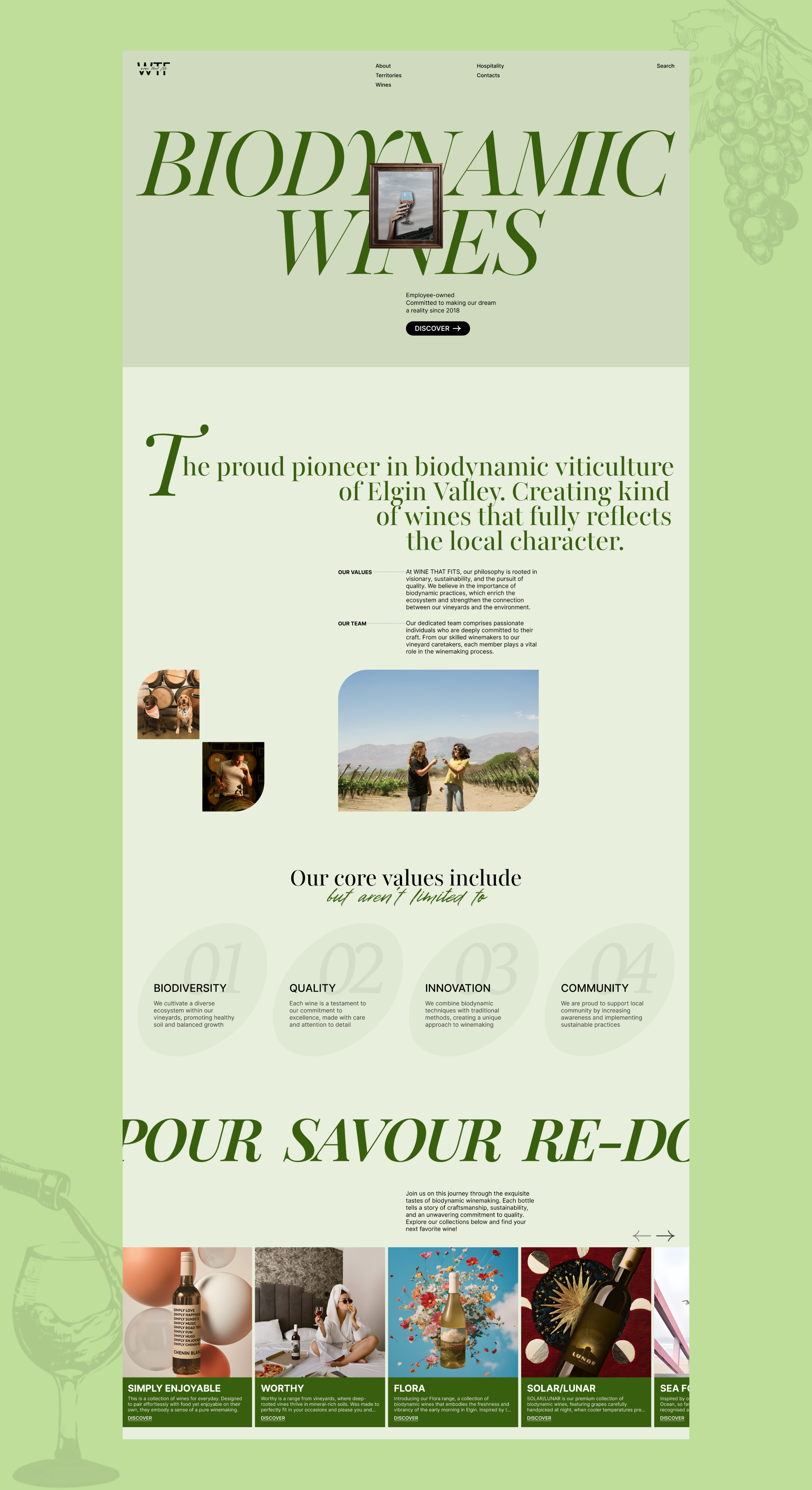 WINE THAT FITS Biodynamic winery website — Изображение №2 — Интерфейсы, Брендинг на Dprofile