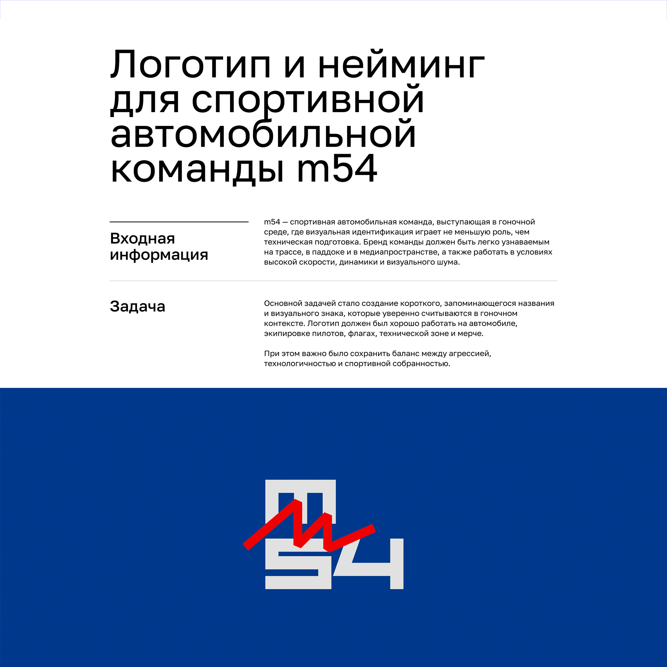 Логотип и нейминг для спортивной автомобильной команды m54 — Изображение №1 — Брендинг на Dprofile