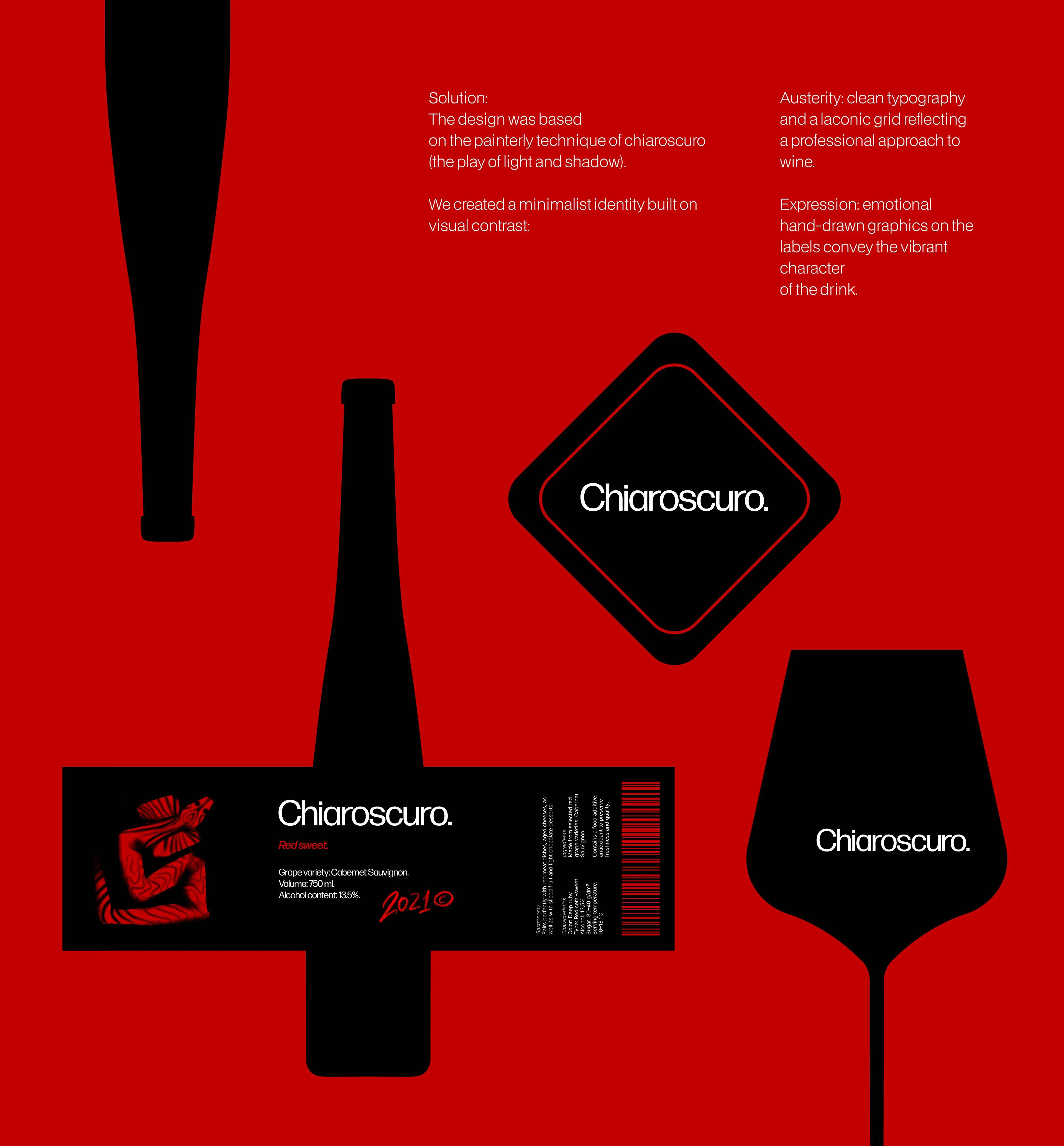 Identity and label design for a wine bar "Chiaroscuro." — Изображение №2 — Брендинг на Dprofile