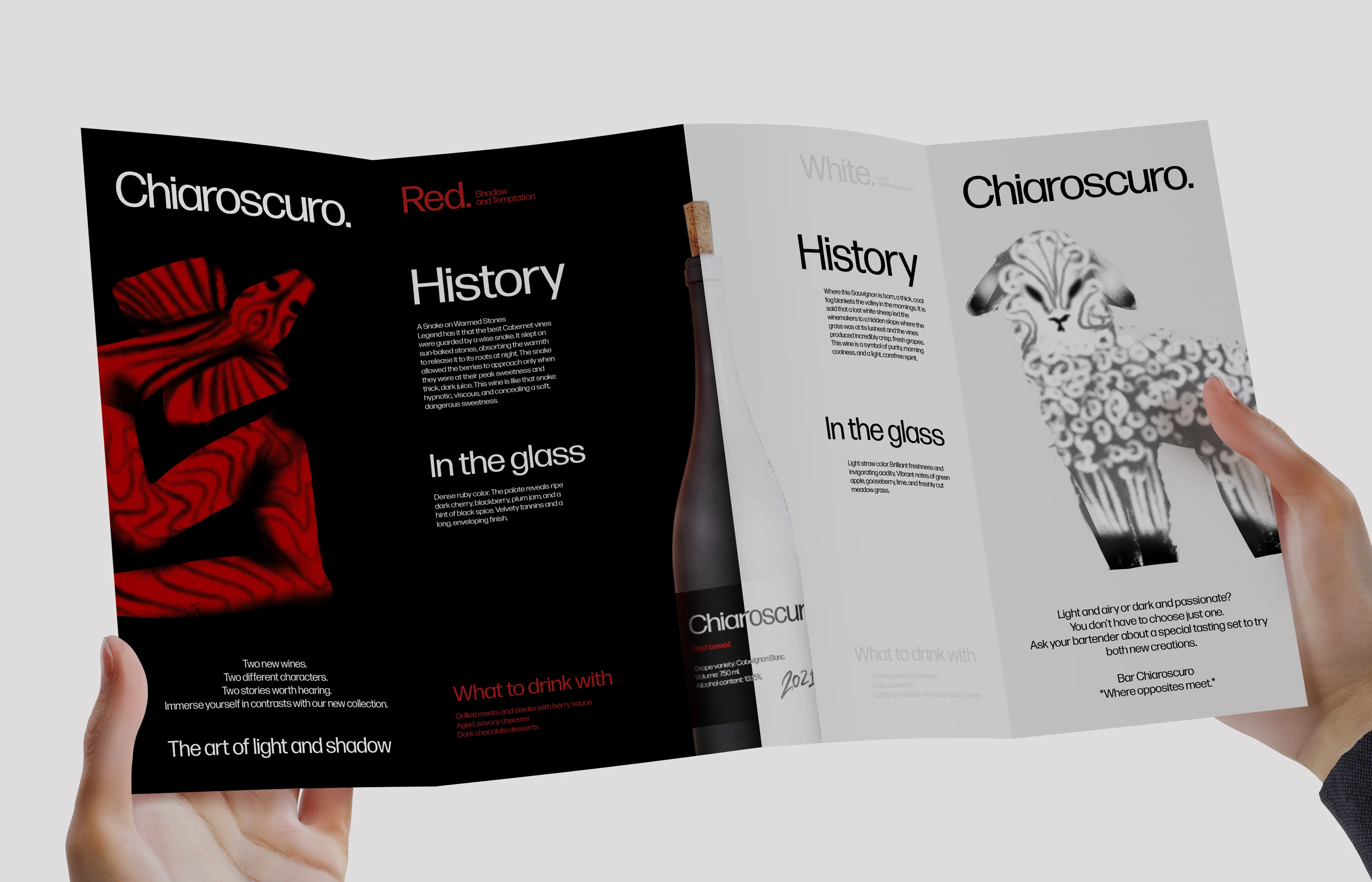 Identity and label design for a wine bar "Chiaroscuro." — Изображение №12 — Брендинг на Dprofile