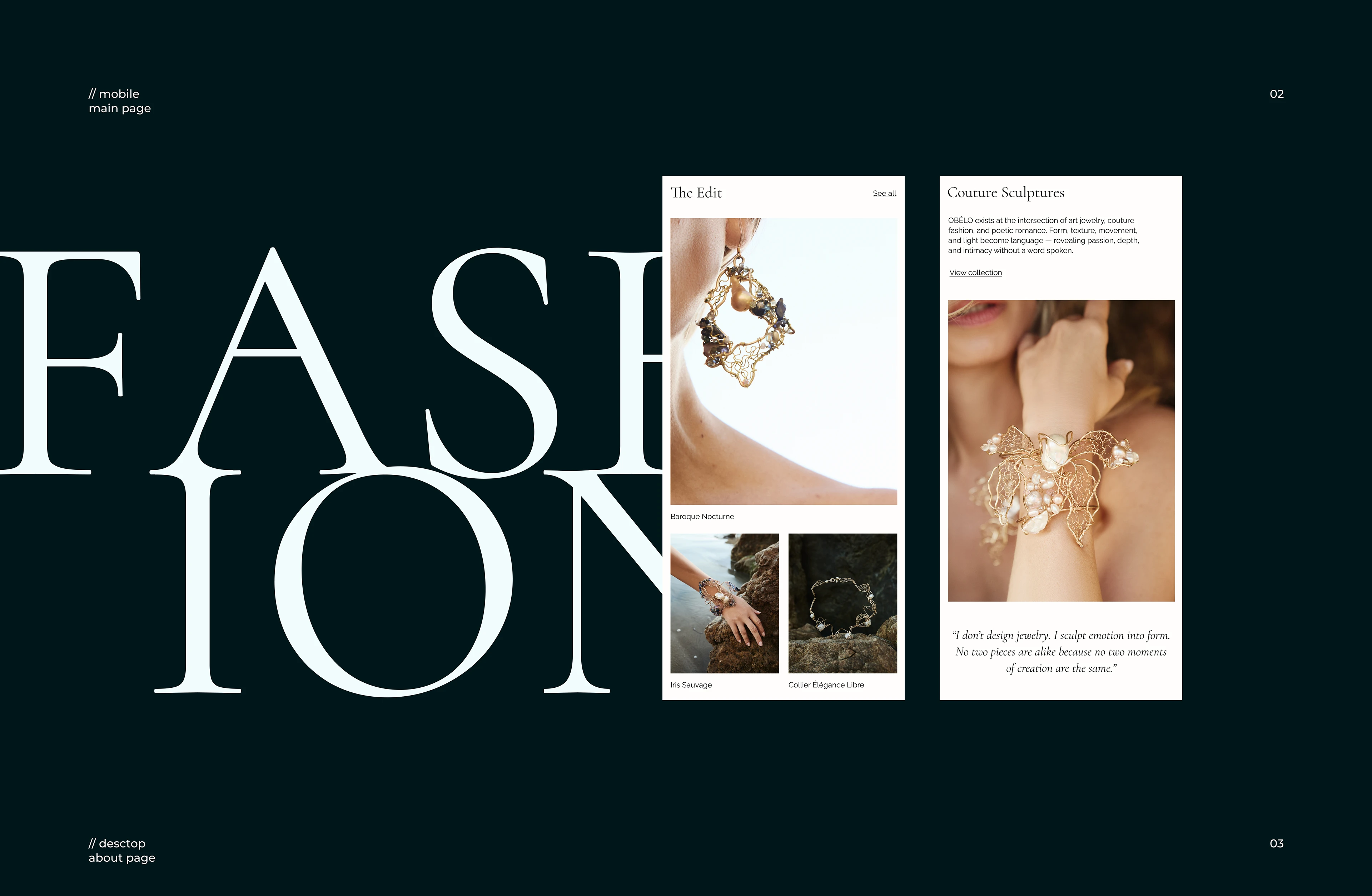 OBÉLO | Jewelry Website Design — Изображение №4 — Интерфейсы на Dprofile