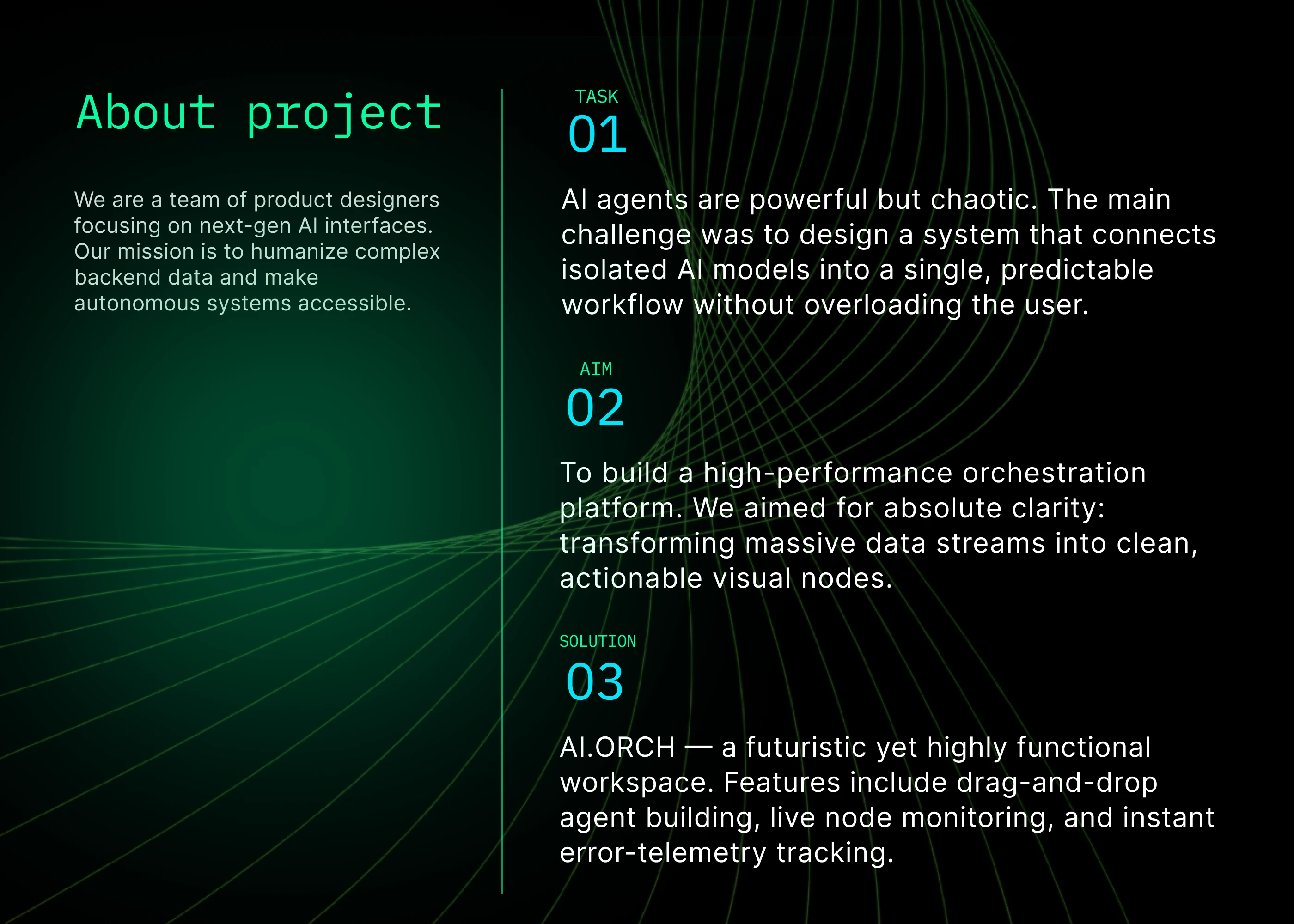 AI.ORCH — AI Agent Orchestration Platform — Изображение №2 — Интерфейсы, Брендинг на Dprofile
