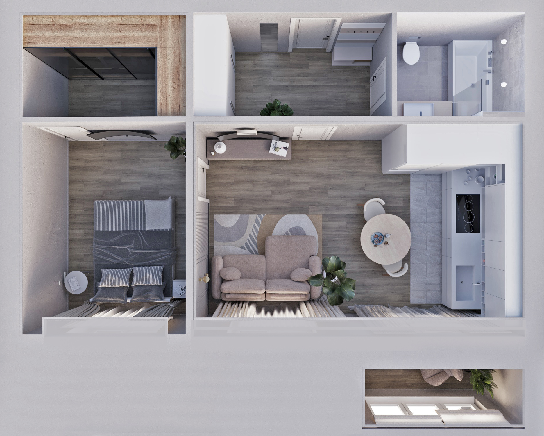 Визуализация квартиры 54м2 — Изображение №8 — 3D, Архитектура на Dprofile