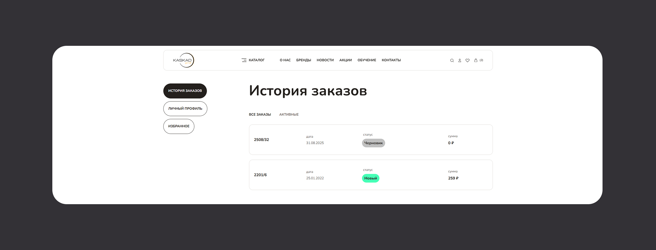Интернет-магазин KASKAD PROF — Изображение №21 — Интерфейсы на Dprofile