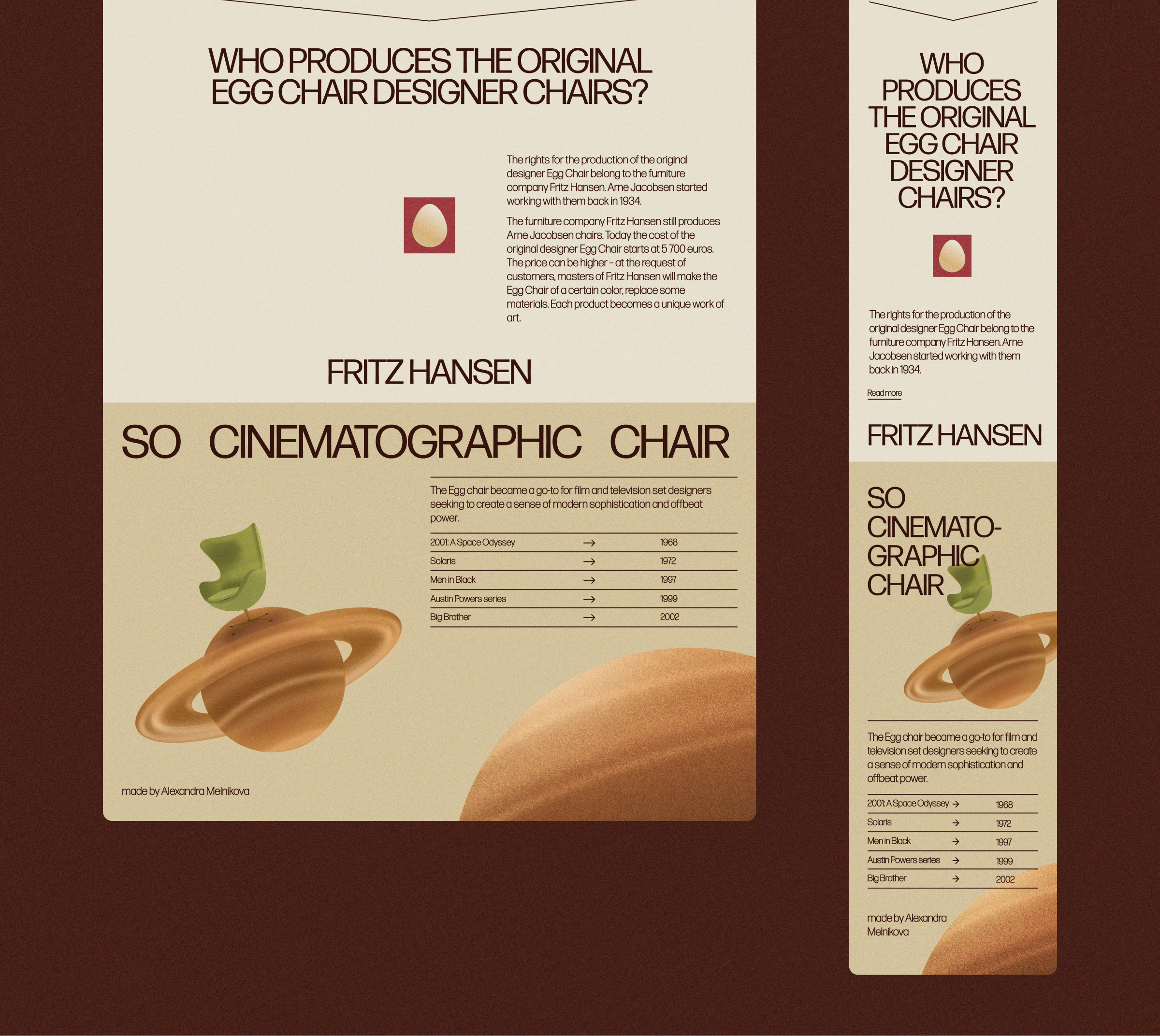 The Egg: Web & Visual Concept легендарного кресла — Изображение №6 — Брендинг, Иллюстрация на Dprofile