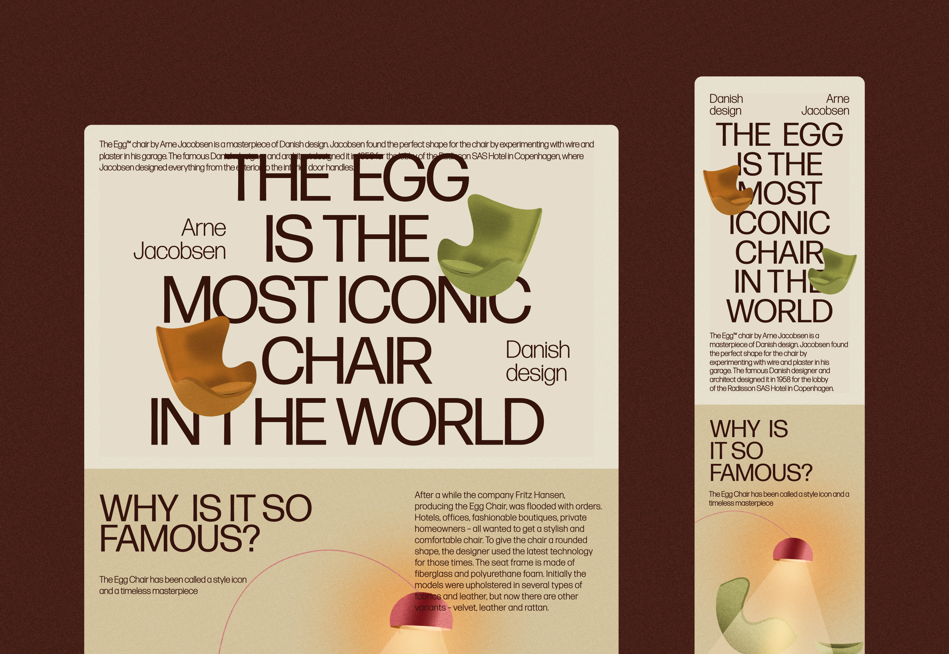 The Egg: Web & Visual Concept легендарного кресла — Изображение №4 — Брендинг, Иллюстрация на Dprofile