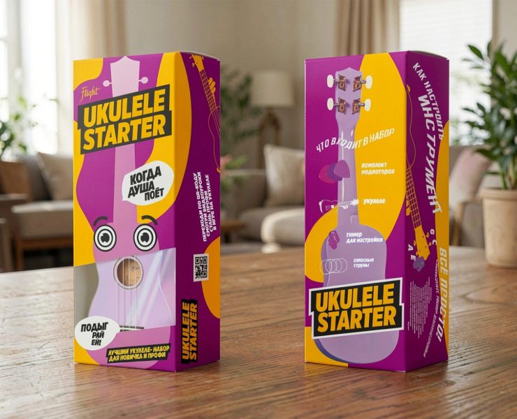 Дизайн упаковки и POSM набора "UKULELE STARTER" на Dprofile
