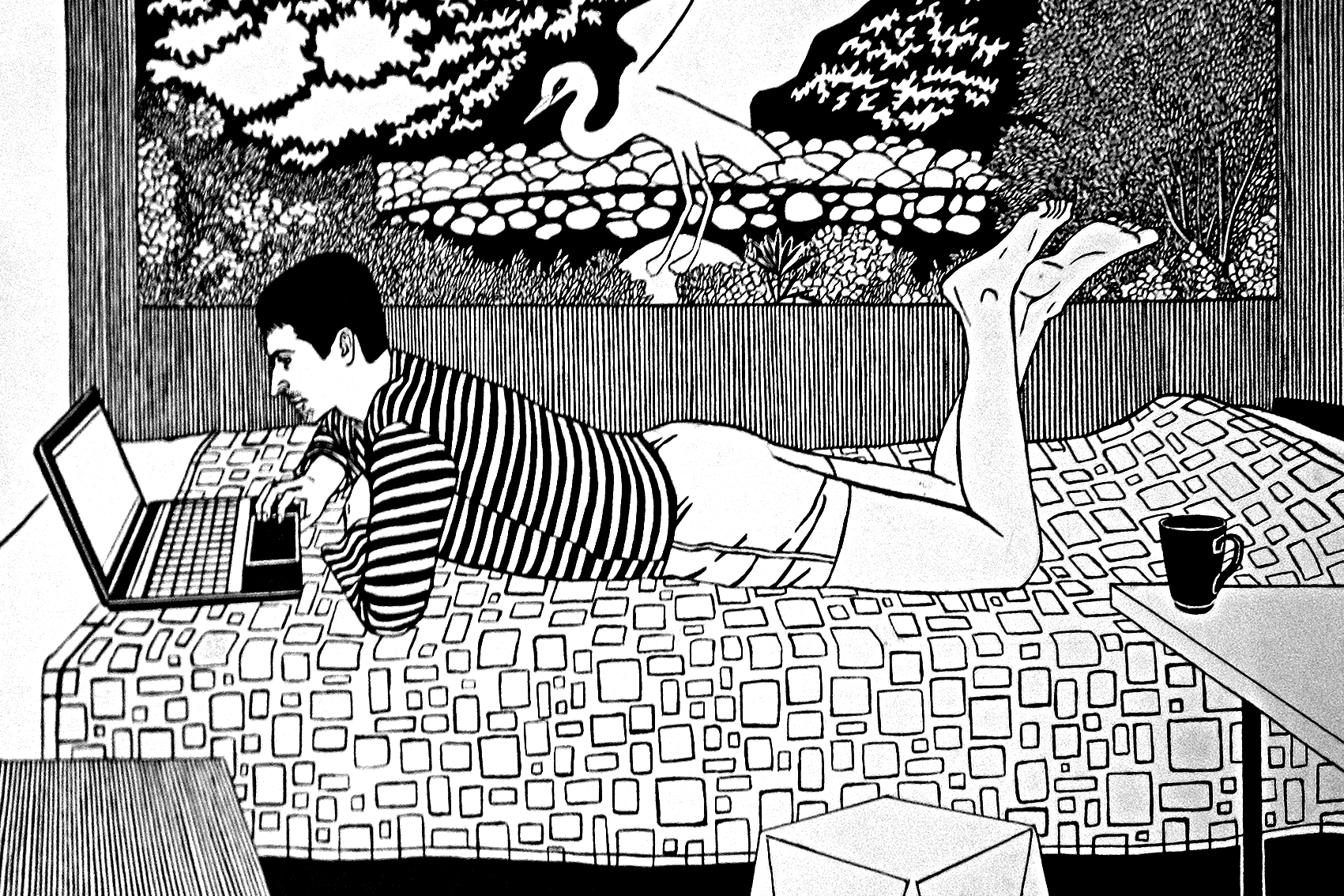Черно-белая графика "В общежитии" — Изображение №2 — Иллюстрация, Графика на Dprofile