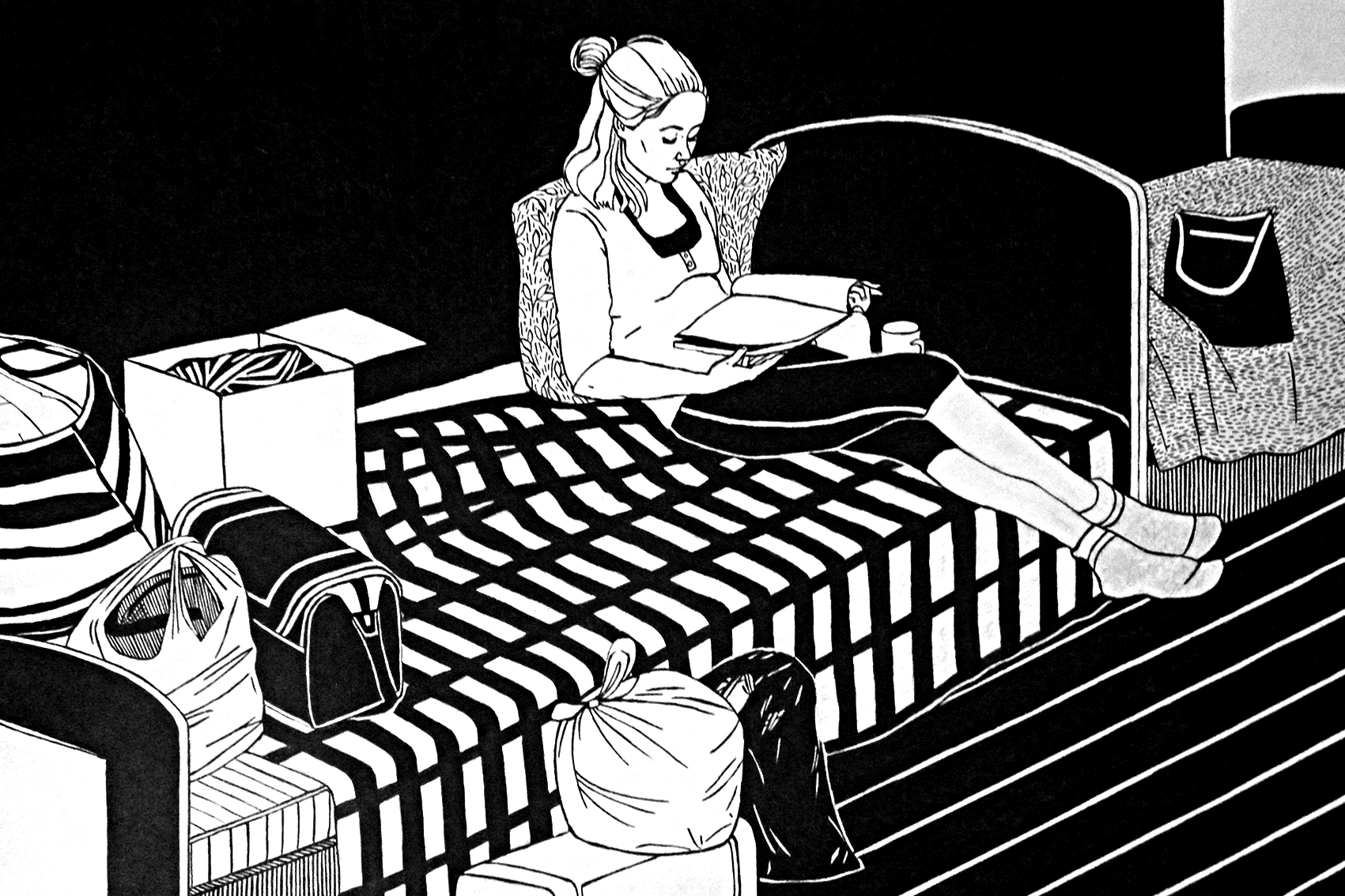 Черно-белая графика "В общежитии" — Изображение №3 — Иллюстрация, Графика на Dprofile