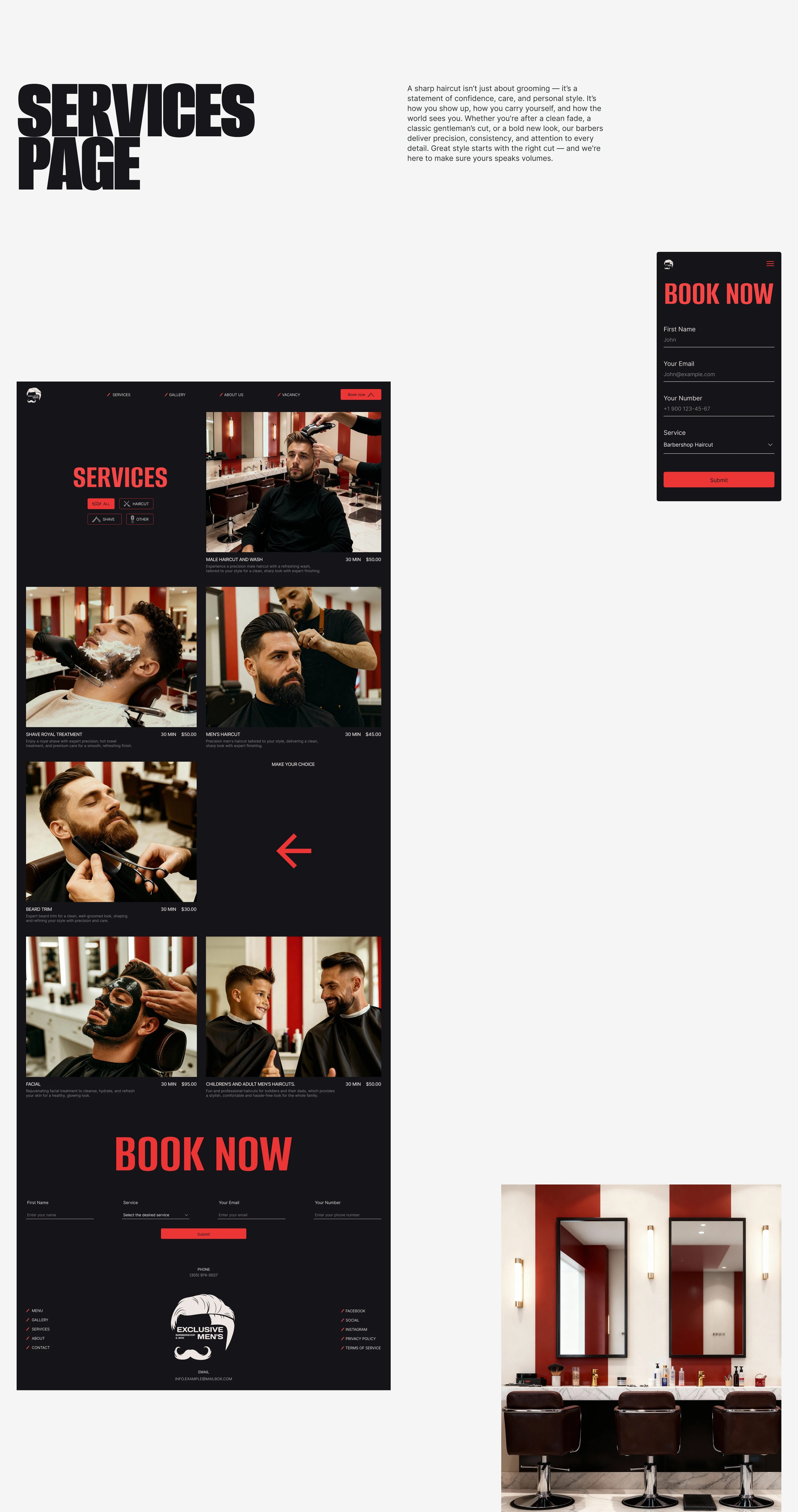 Barbershop Website | Exclusive Men's SPA — Изображение №10 — Интерфейсы, Анимация на Dprofile