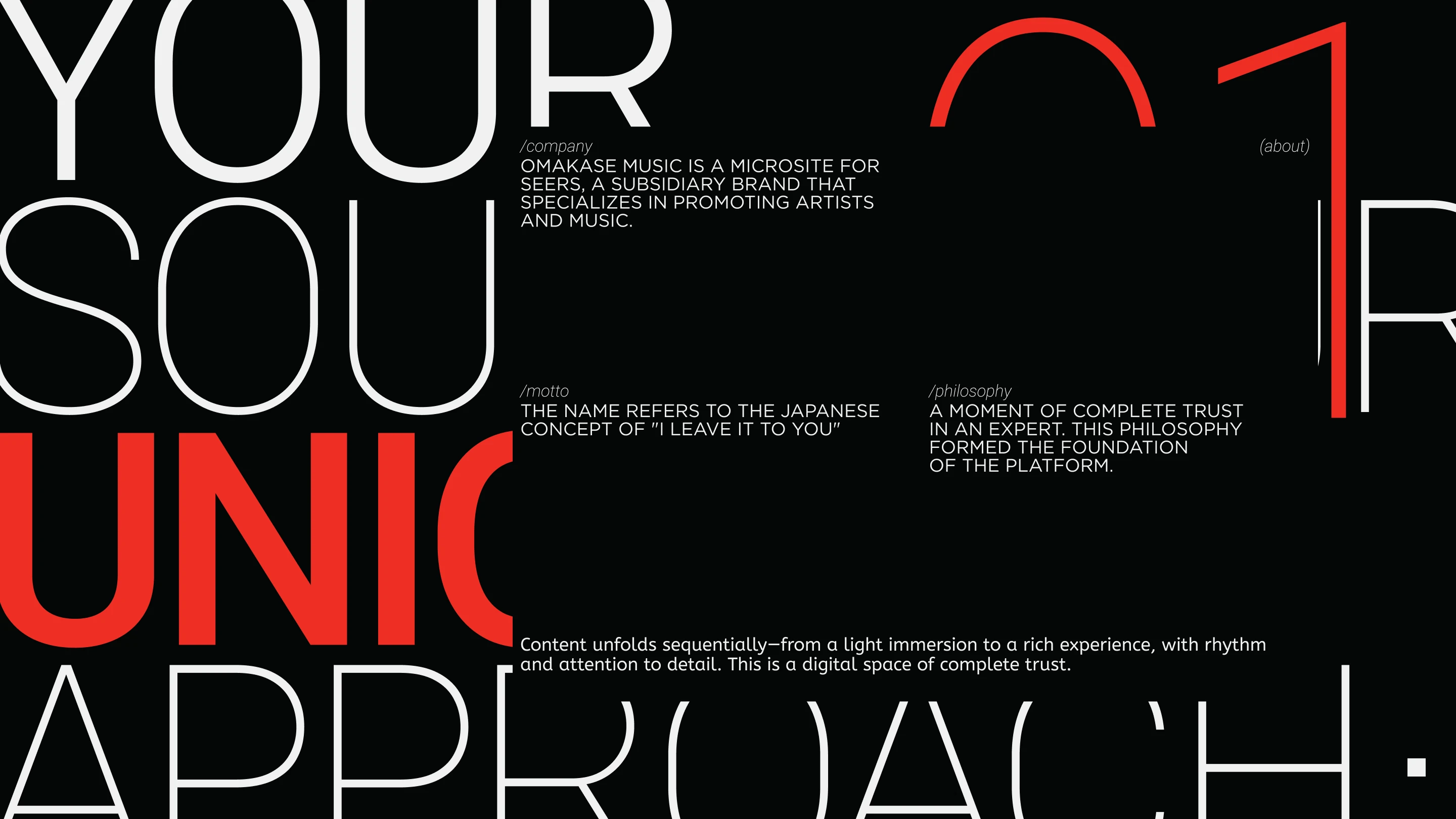 Omakase - сайт агенства музыкального продвижения — Изображение №1 — Интерфейсы на Dprofile