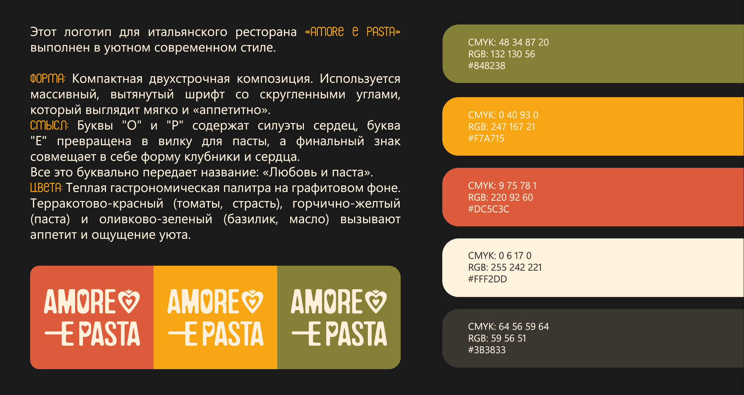 Фирменный стиль ресторана "AMORE E PASTA" — Изображение №3 — Брендинг, Графика на Dprofile