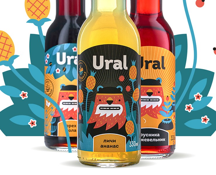 Упаковка линейки лимонадов Ural — Брендинг, Иллюстрация на Dprofile