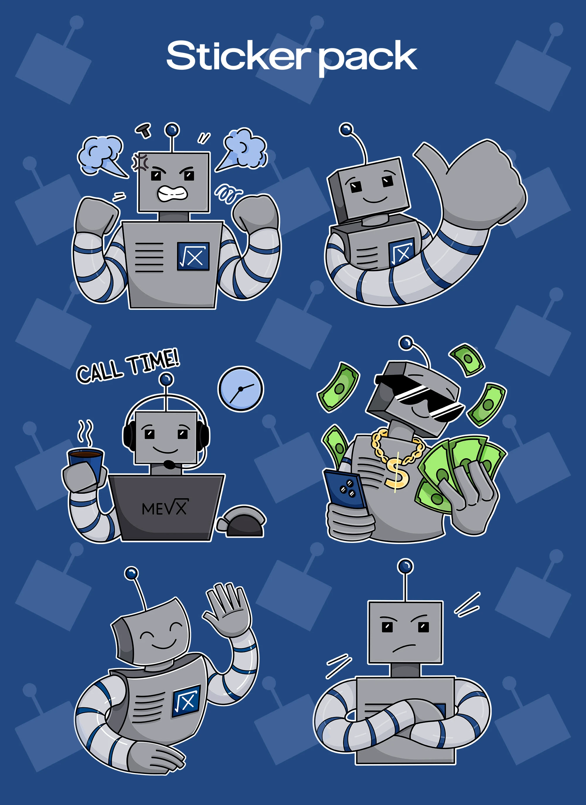 Стикер Пак для ИТ компании — Изображение №5 — Брендинг, Иллюстрация на Dprofile