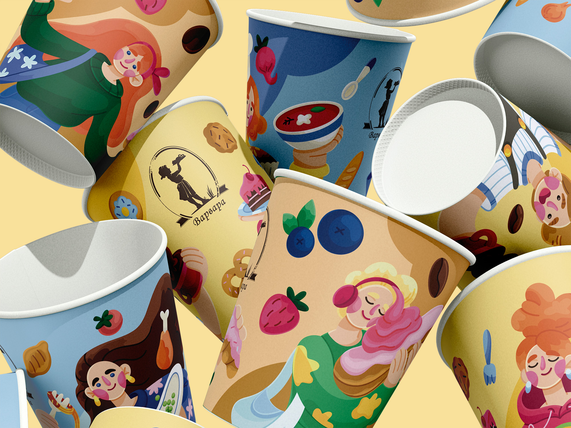 Дизайн кофейных стаканчиков для пекарни — Изображение №3 — Брендинг, Иллюстрация на Dprofile