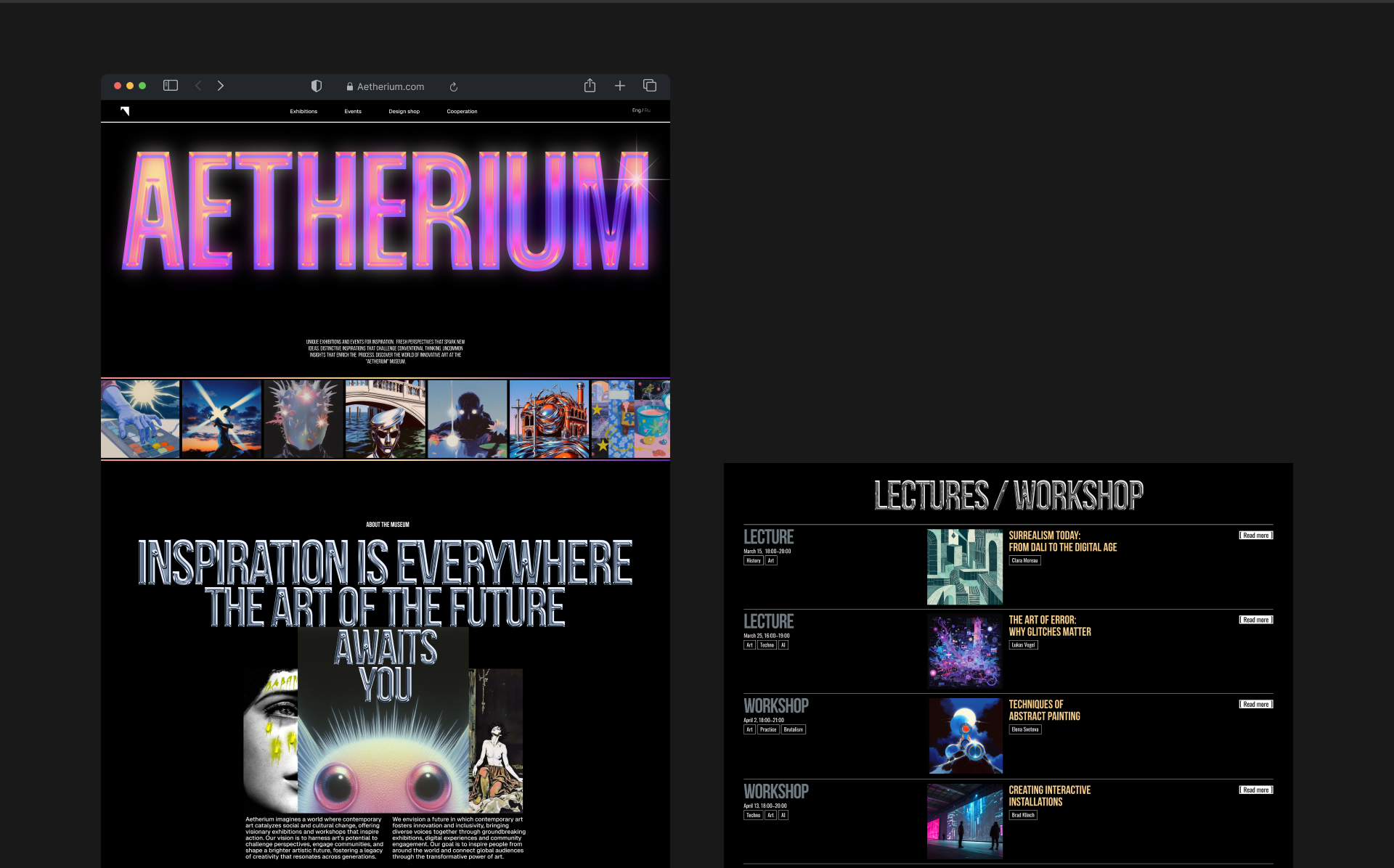 AETHERIUM | Музей современного искусства — Изображение №7 — Интерфейсы, Брендинг на Dprofile