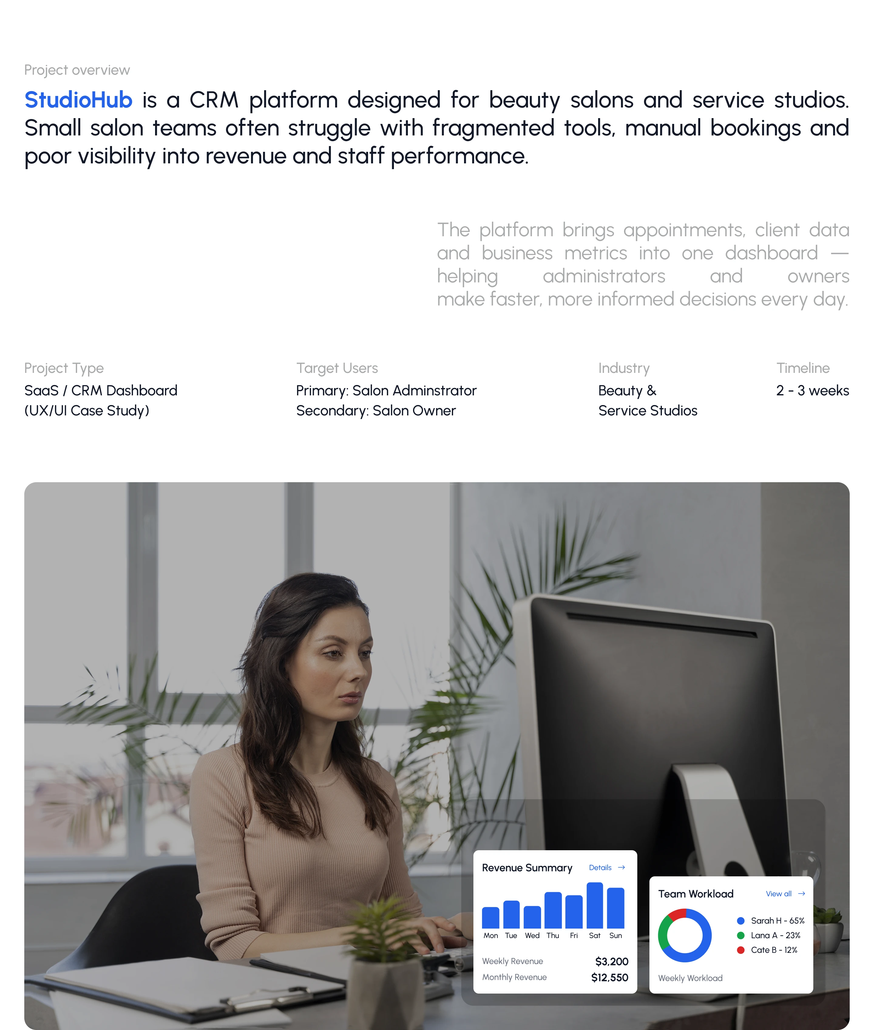 StudioHub — SaaS Dashboard & UX/UI Design — Изображение №2 — Интерфейсы на Dprofile