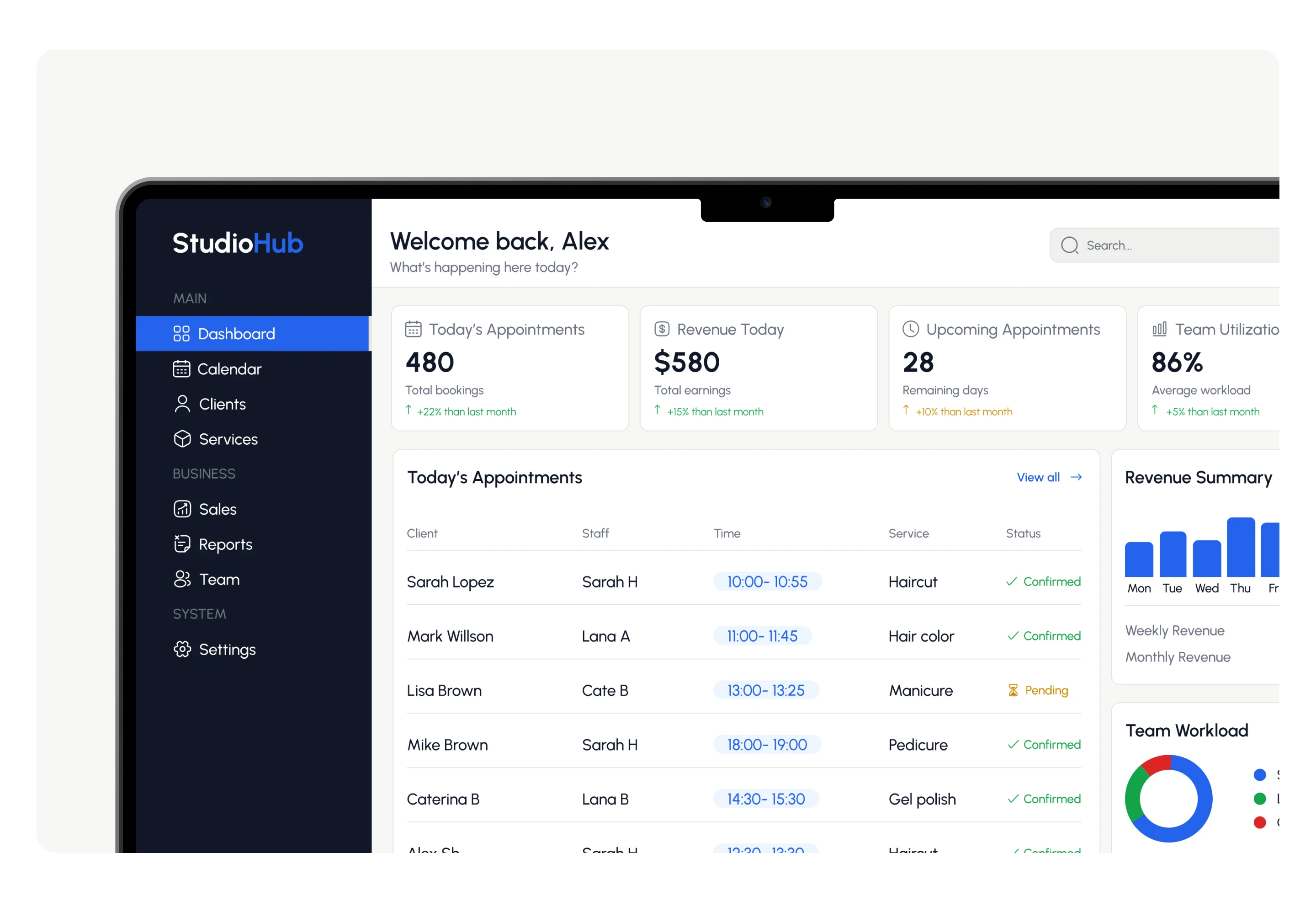 StudioHub — SaaS Dashboard & UX/UI Design — Изображение №4 — Интерфейсы на Dprofile