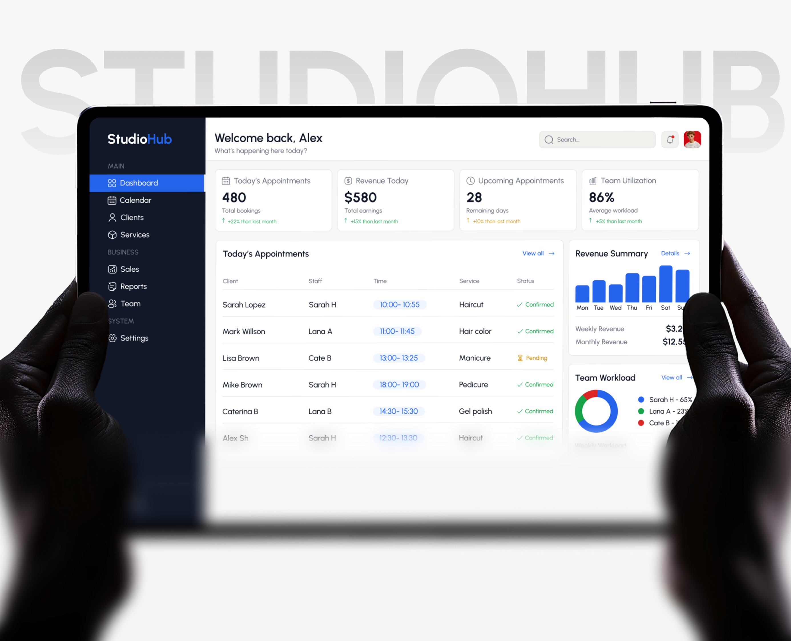 StudioHub — SaaS Dashboard & UX/UI Design — Интерфейсы на Dprofile