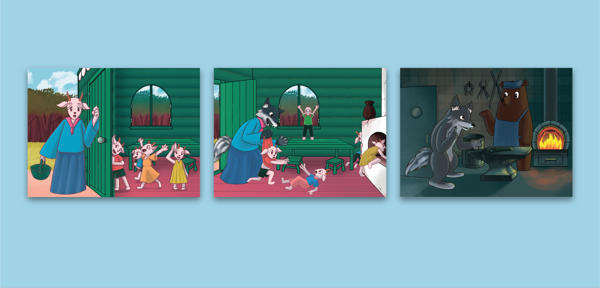 Волк и семеро Козлят. Серия иллюстраций к сказке — Изображение №6 — Брендинг, Иллюстрация на Dprofile