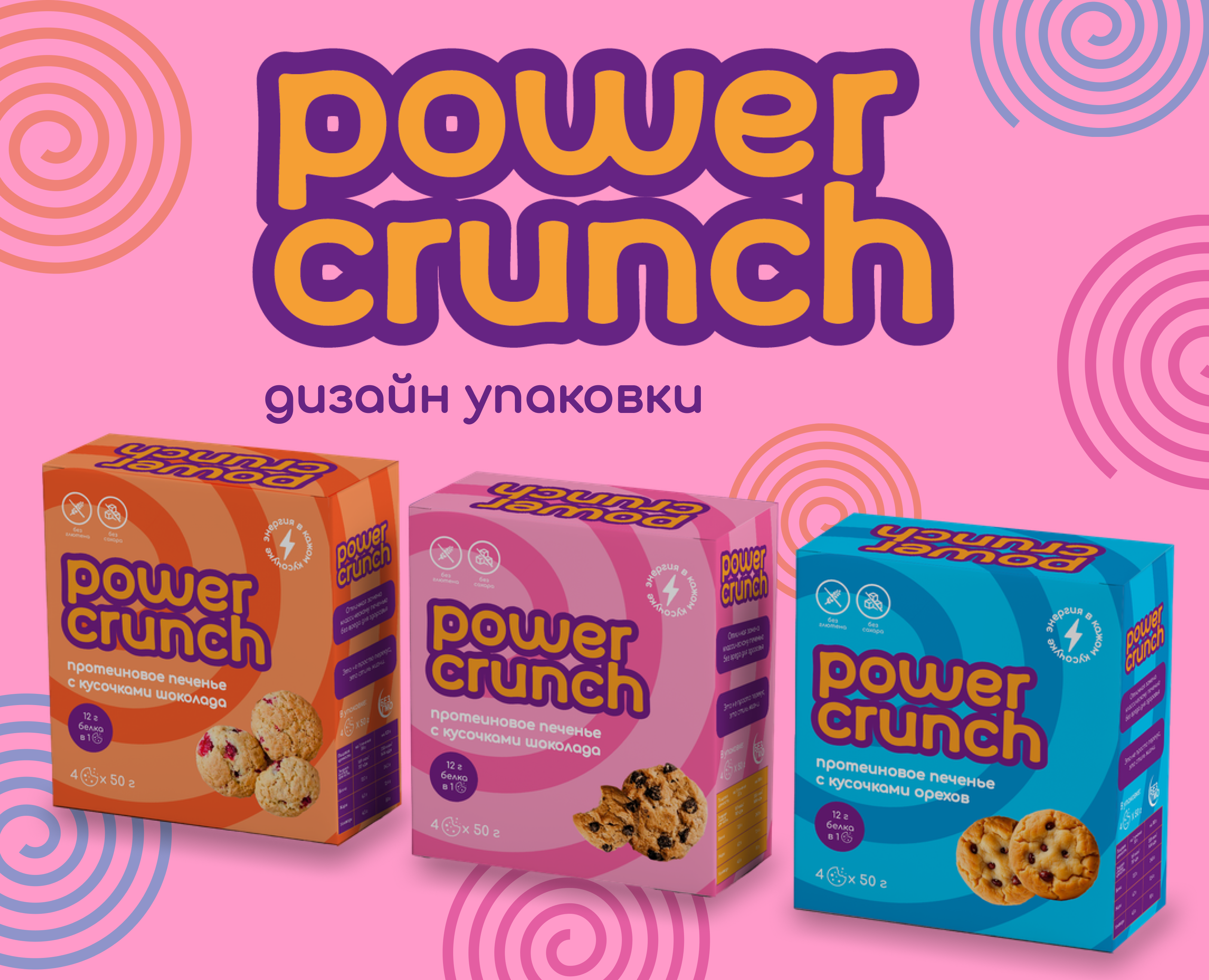 Дизайн упаковки протеинового печенья | Power Crunch на Dprofile