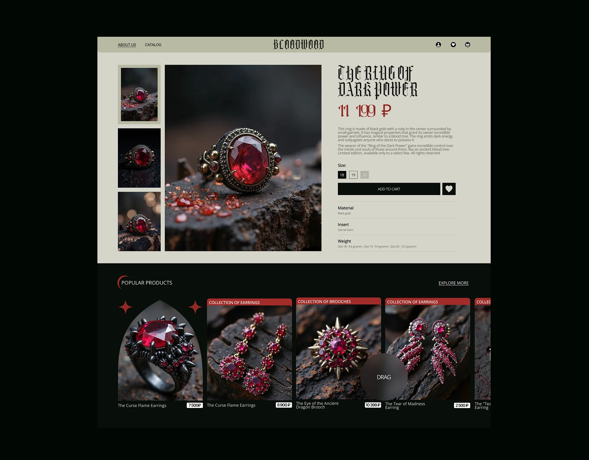 BloodWood | Online store — Изображение №6 — Интерфейсы на Dprofile