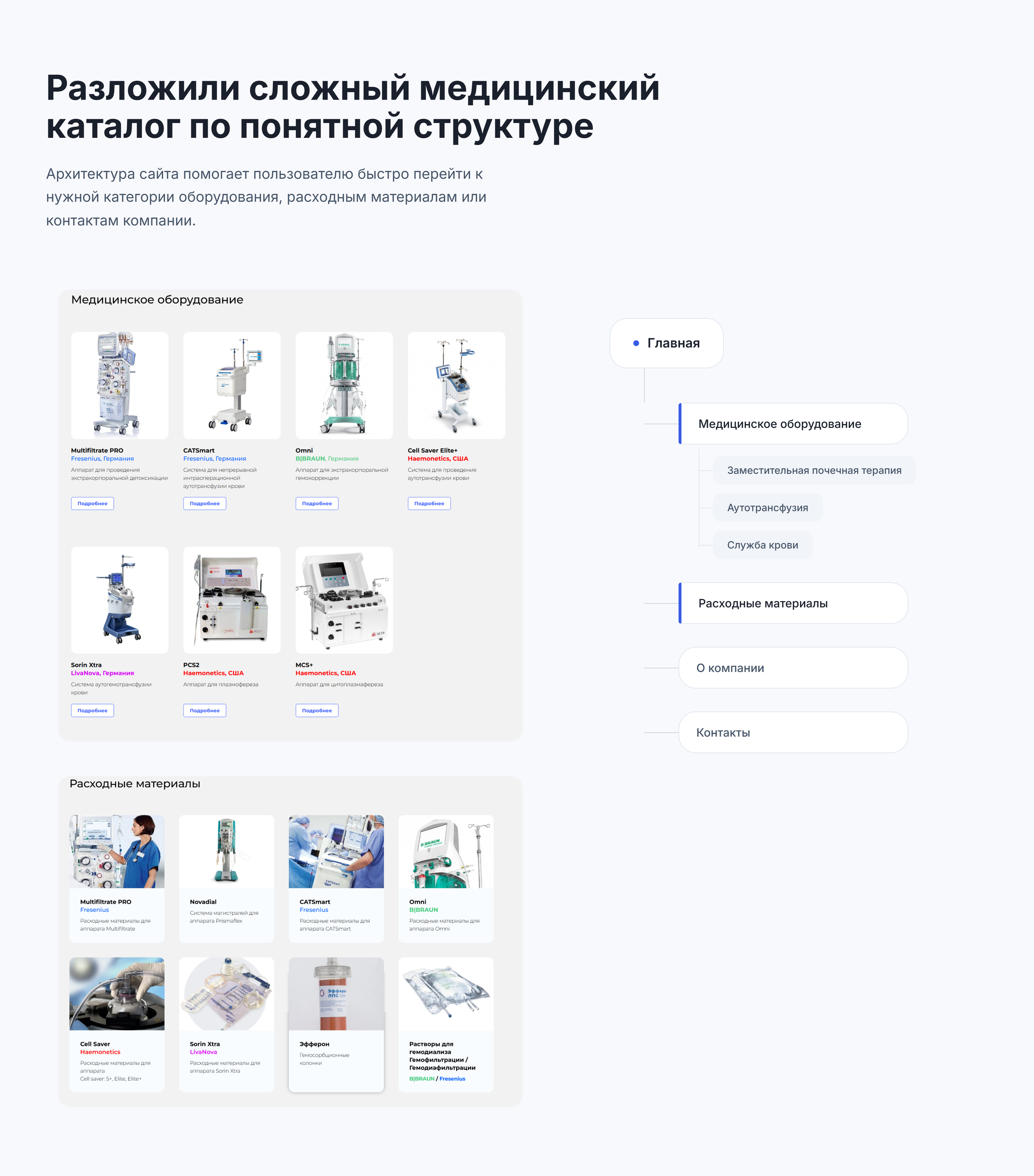 Корпоративный сайт-каталог для поставщика медицинского обор… — Изображение №3 — Интерфейсы на Dprofile