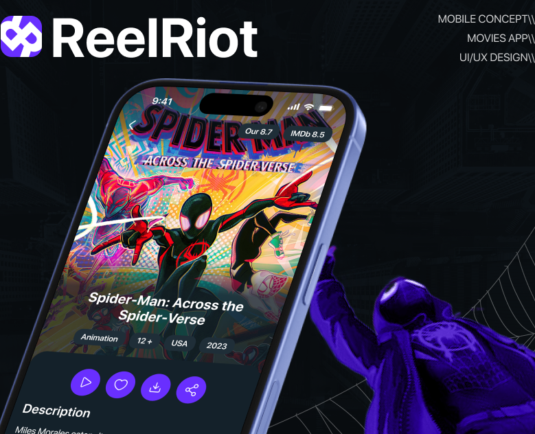ReelRiot: mobile app online cinema на Dprofile