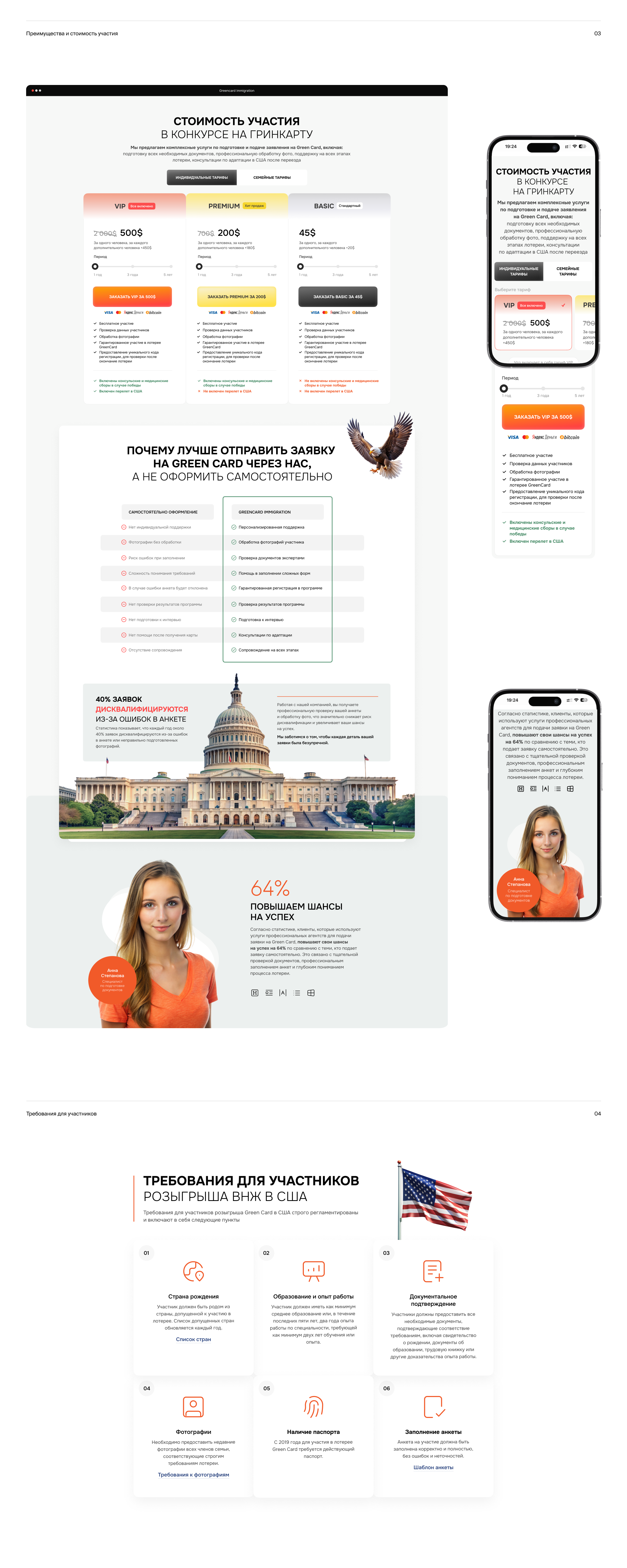 Лендинг для компании GreenCard Immigration — Изображение №3 — Интерфейсы на Dprofile