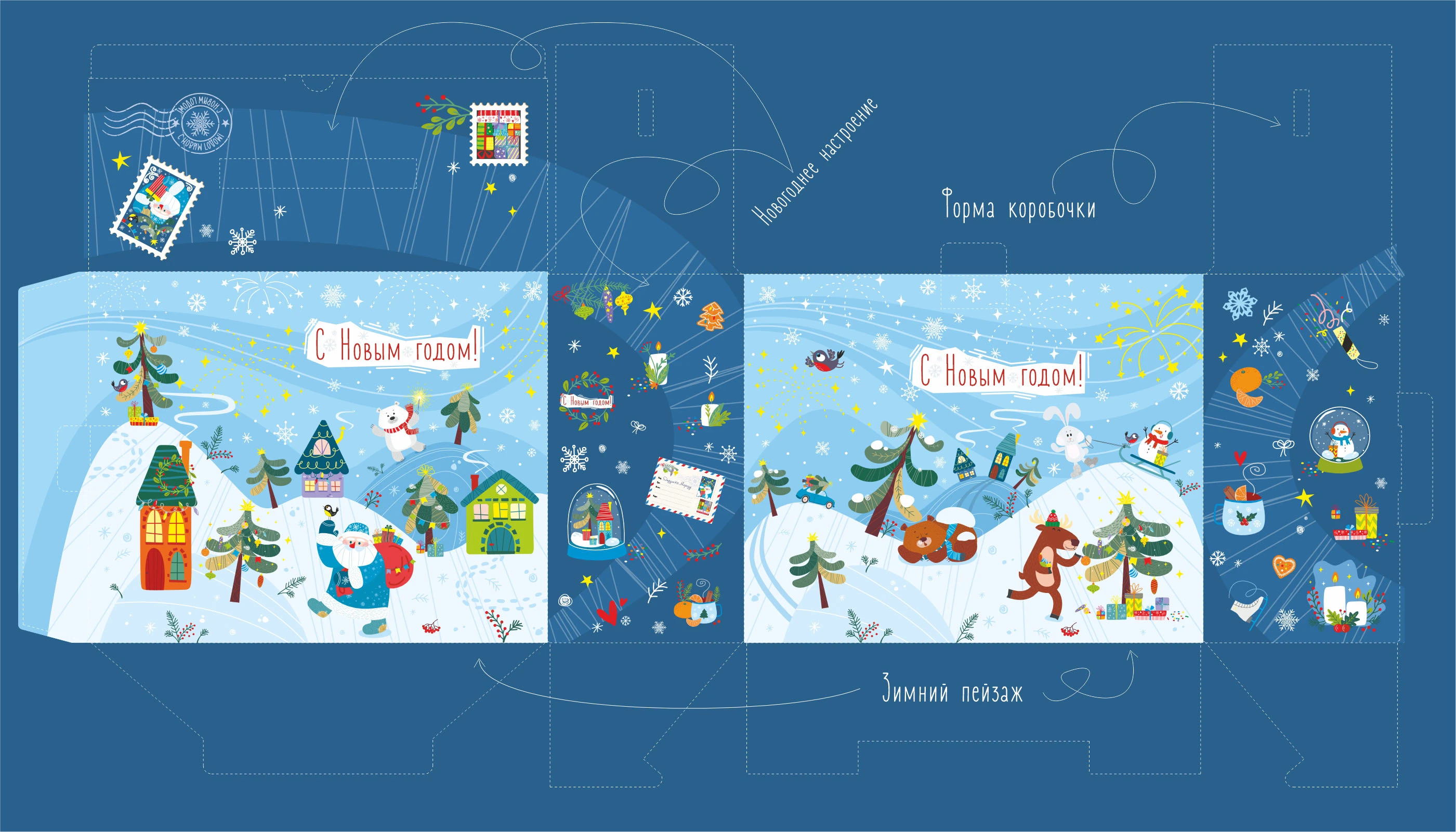 Подарочная коробка «Секреты новогоднего настроения» — Изображение №4 — Брендинг, Иллюстрация на Dprofile