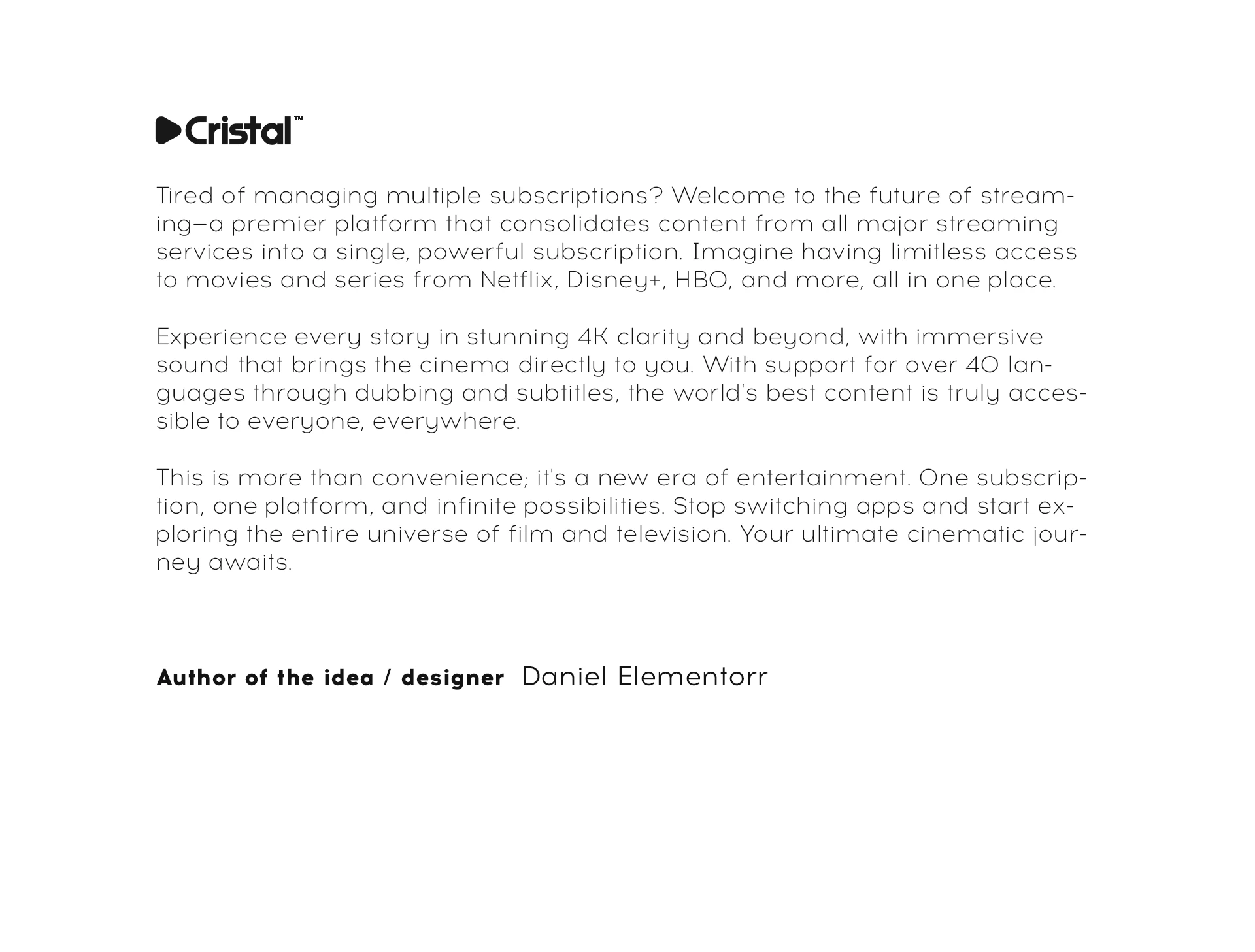 Cristal | Онлайн кинотеатр | Брендинг — Изображение №2 — Интерфейсы, Брендинг на Dprofile