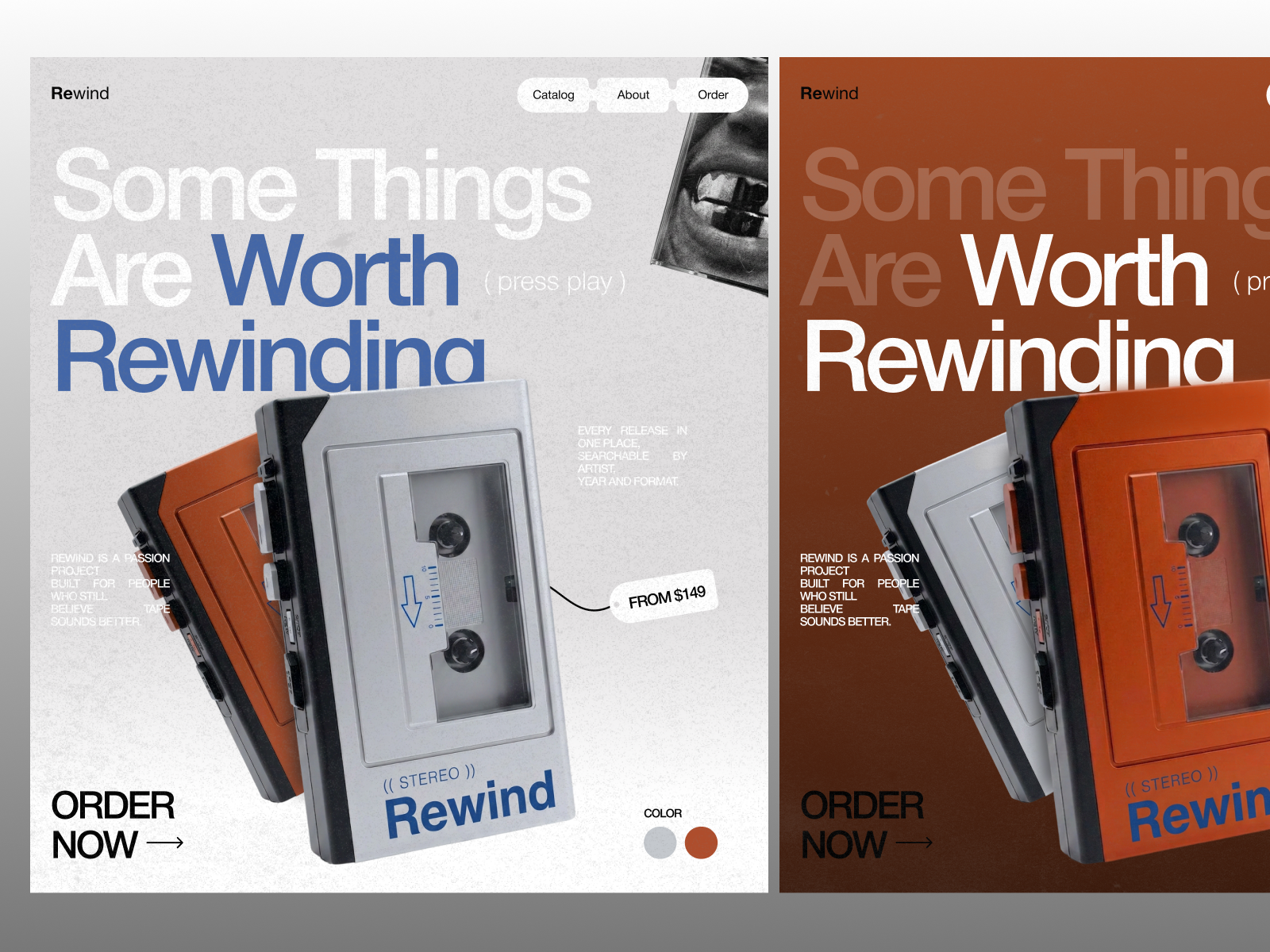 Rewind — Продуктовый лендинг кассетного плеера — Изображение №2 — Интерфейсы, Брендинг на Dprofile