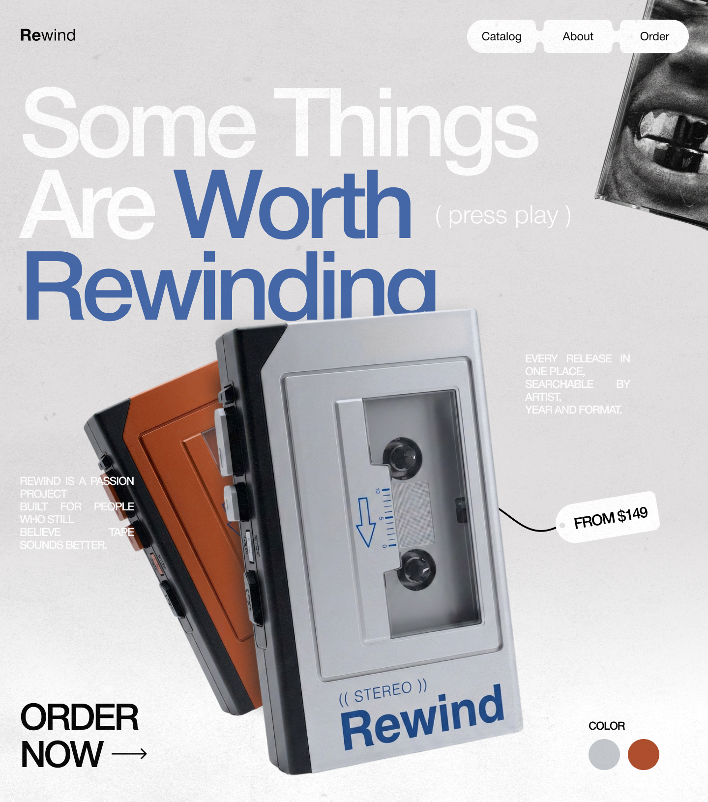 Rewind — Продуктовый лендинг кассетного плеера — Изображение №4 — Интерфейсы, Брендинг на Dprofile