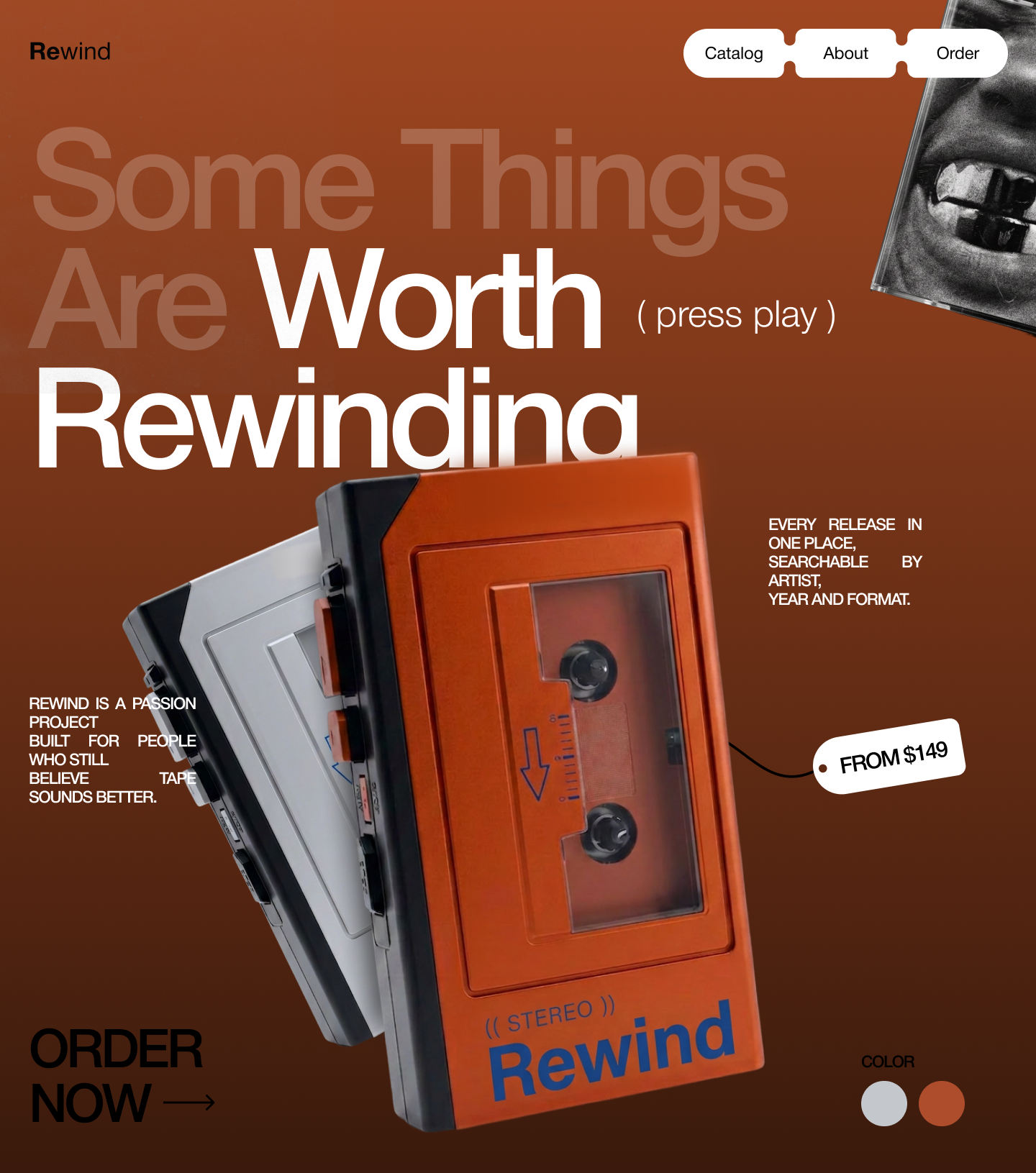 Rewind — Продуктовый лендинг кассетного плеера — Изображение №3 — Интерфейсы, Брендинг на Dprofile